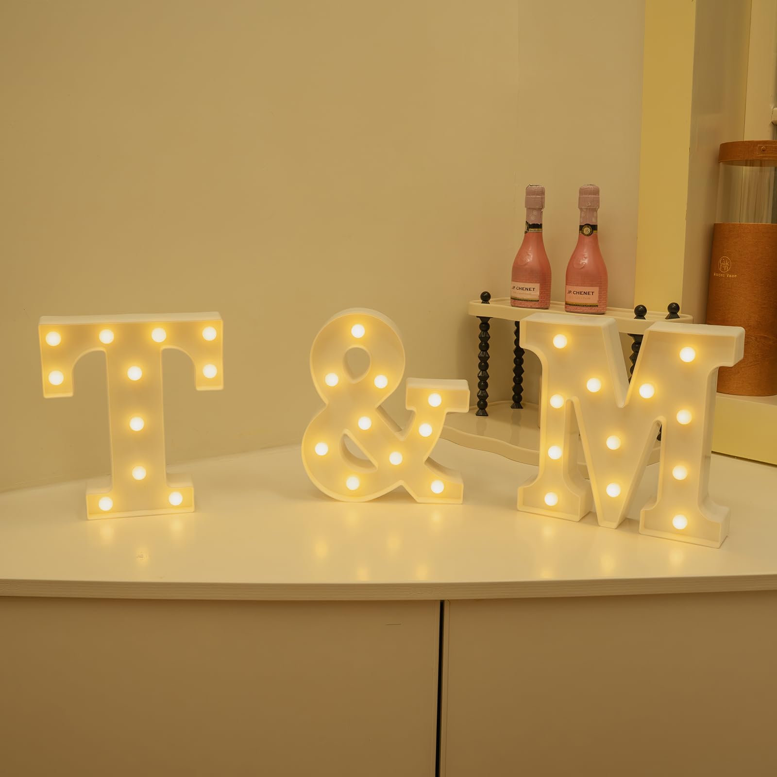 Foaky Rechargeable LED Letter Lights Sign - Warm Plastic Marquee Night Light for Parties - Size M