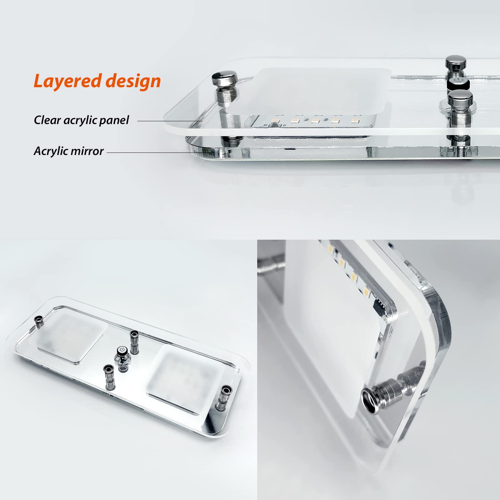 Dream Lighting Dimmable RV Interior LED Light, 12V, 8.6in Rectangle, Acrylic, 3000K, Model 616602W, Blue & Warm White