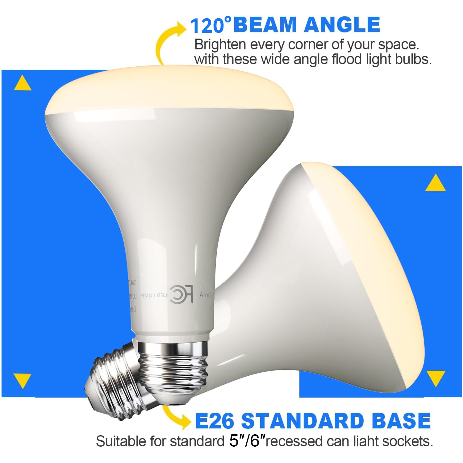 Volivo Led Flood Light Bulb 12 Pack, Recessed Ceiling Bulb, Br30, 65W Equivalent Efficient 9W, Dimmable, E26 Base, Warm White 30