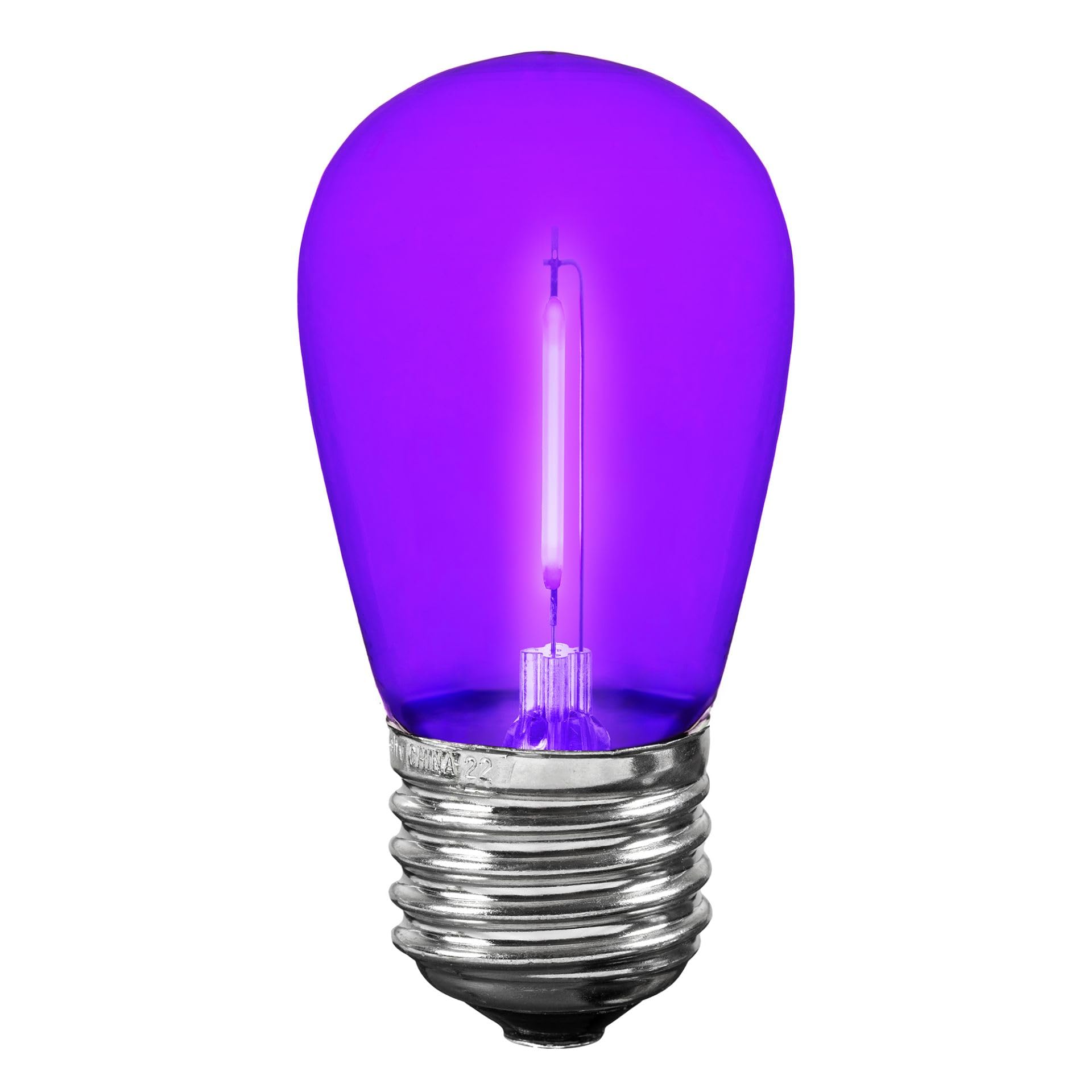 Novelty Lights S14 LED Replacement Bulbs, Shatterproof Plastic, 5 Pack, Purple, E26 Base, 30,000-Hour Lifespan