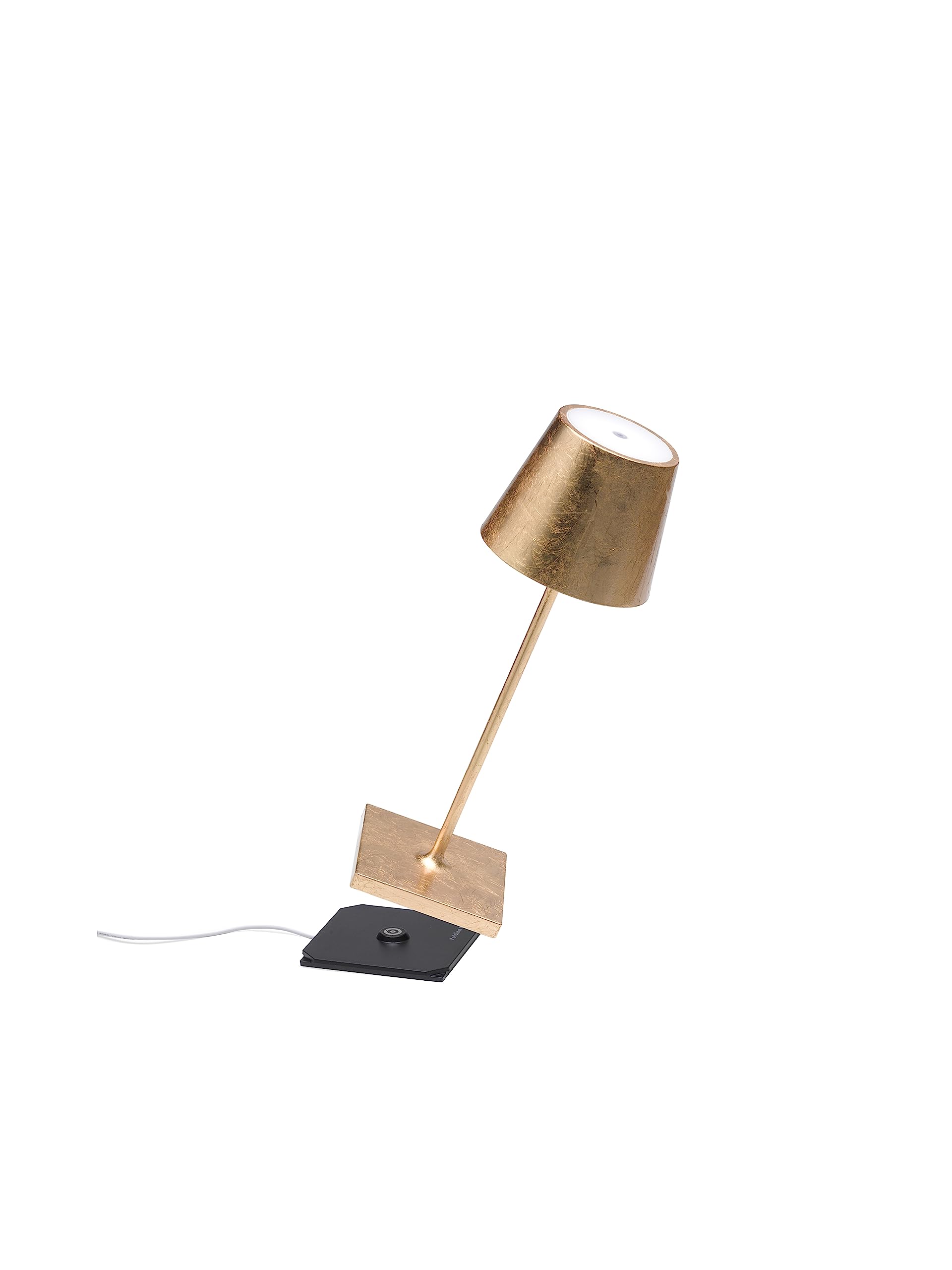 Zafferano, Poldina Pro Mini Lamp With Gold Leaf, Rechargeable Cordless Table Lamp With Touch Controls, Usable As An Indoor Lamp,