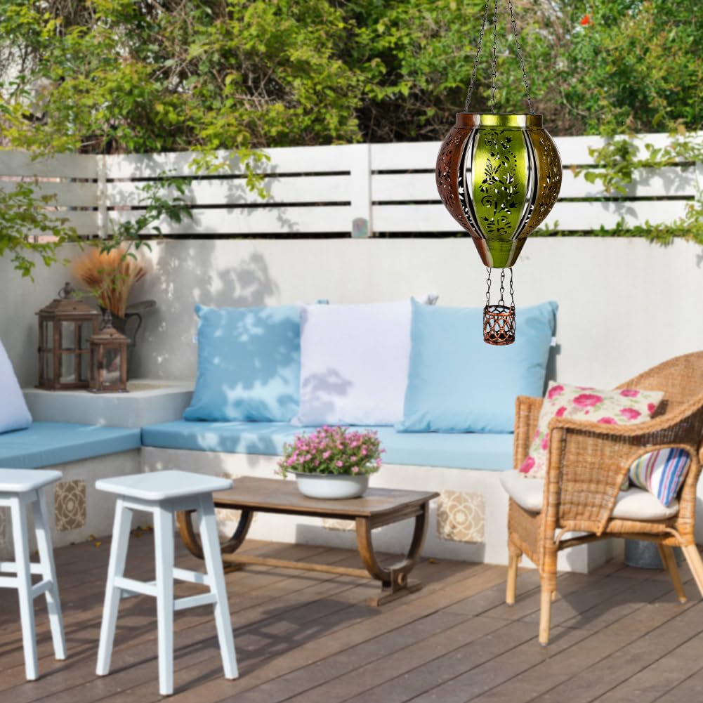 Stargarden Hummingbird Solar Lantern - Colorful Metal Hanging Lantern for Garden and Yard