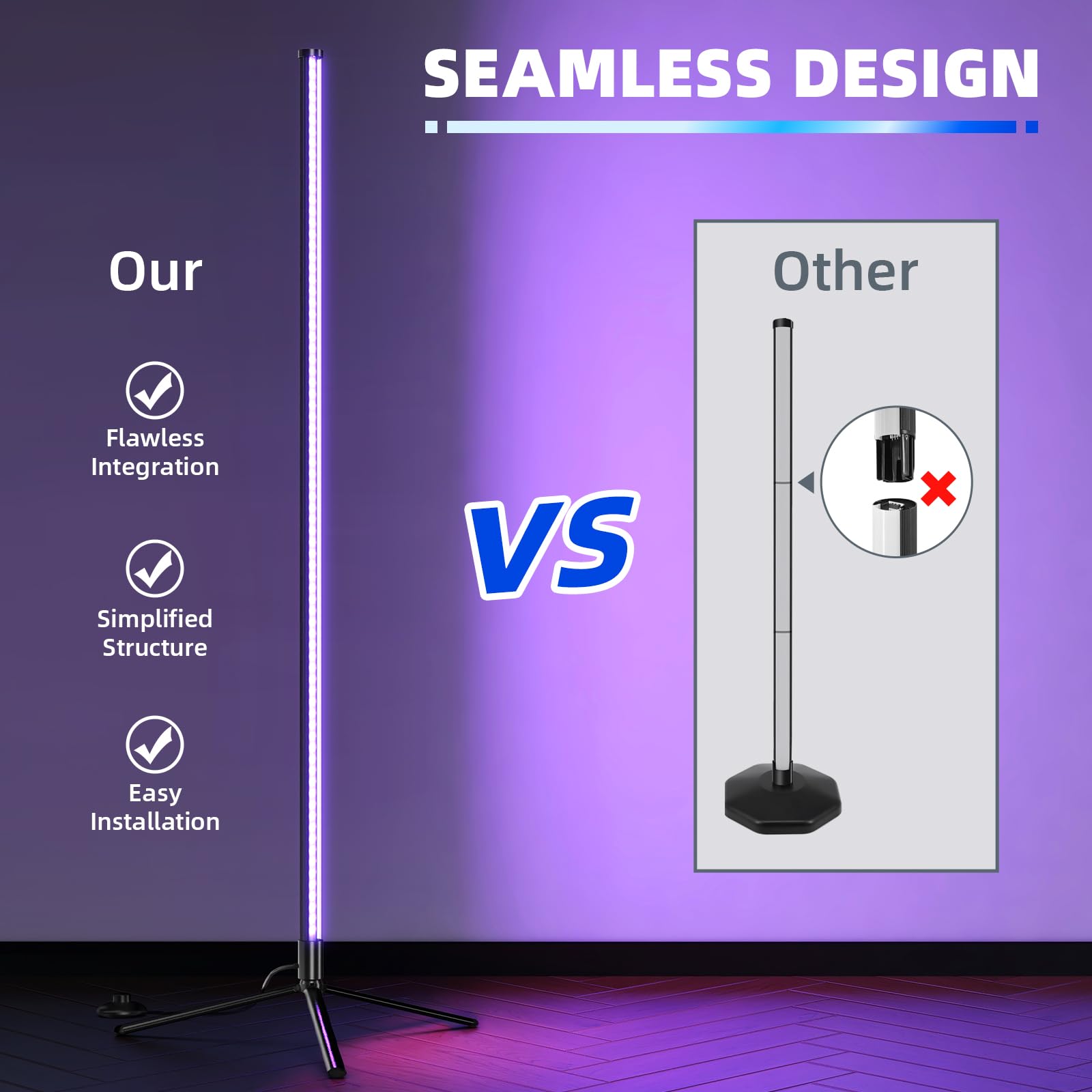 Barrina Led Black Light Bar, Perfect For Party, Halloween T10 Vertical Standing Uv Blacklight Fixture, 42W, 385-400Nm, 4Ft Height With On/Off Switch And Tripod Floor Stand