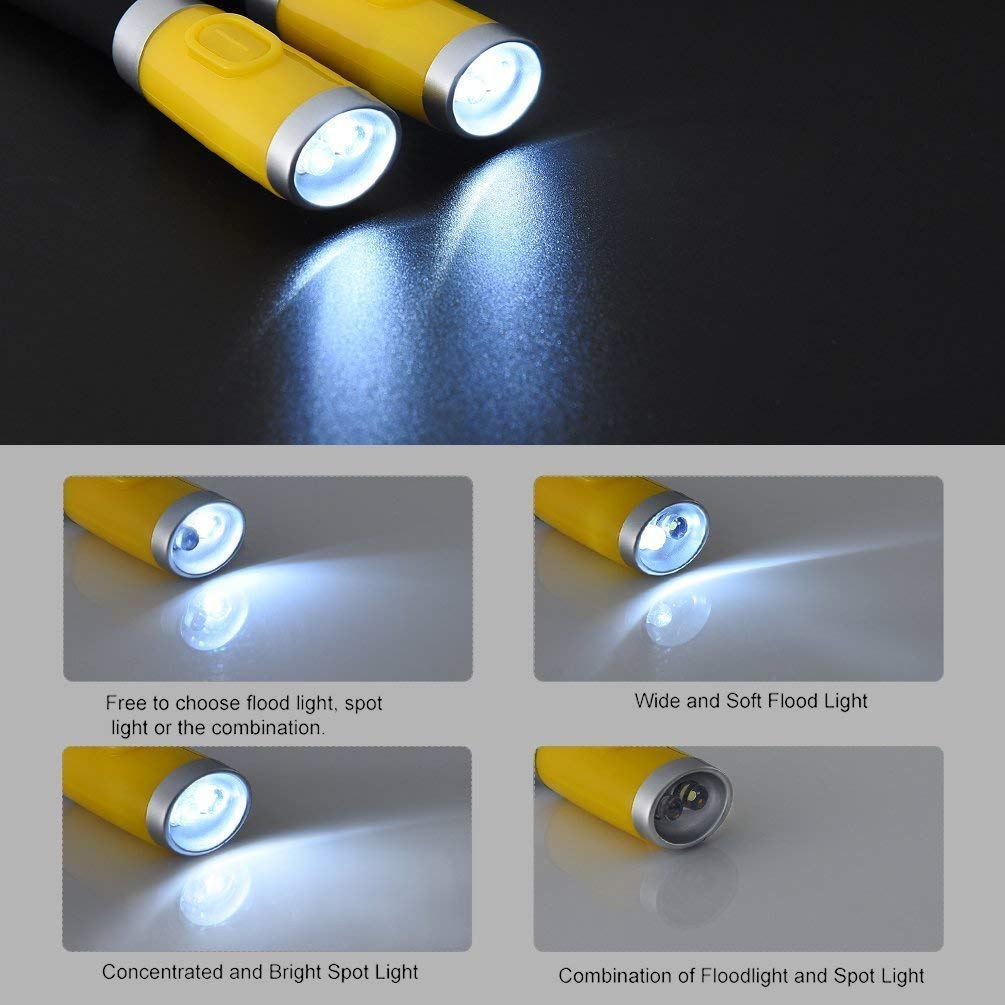 Betensh Rechargeable 4 LED Book Light, Flexible Rubber Arms, 3 Brightness Levels, Yellow, Model BTS-920-Li-Yellow