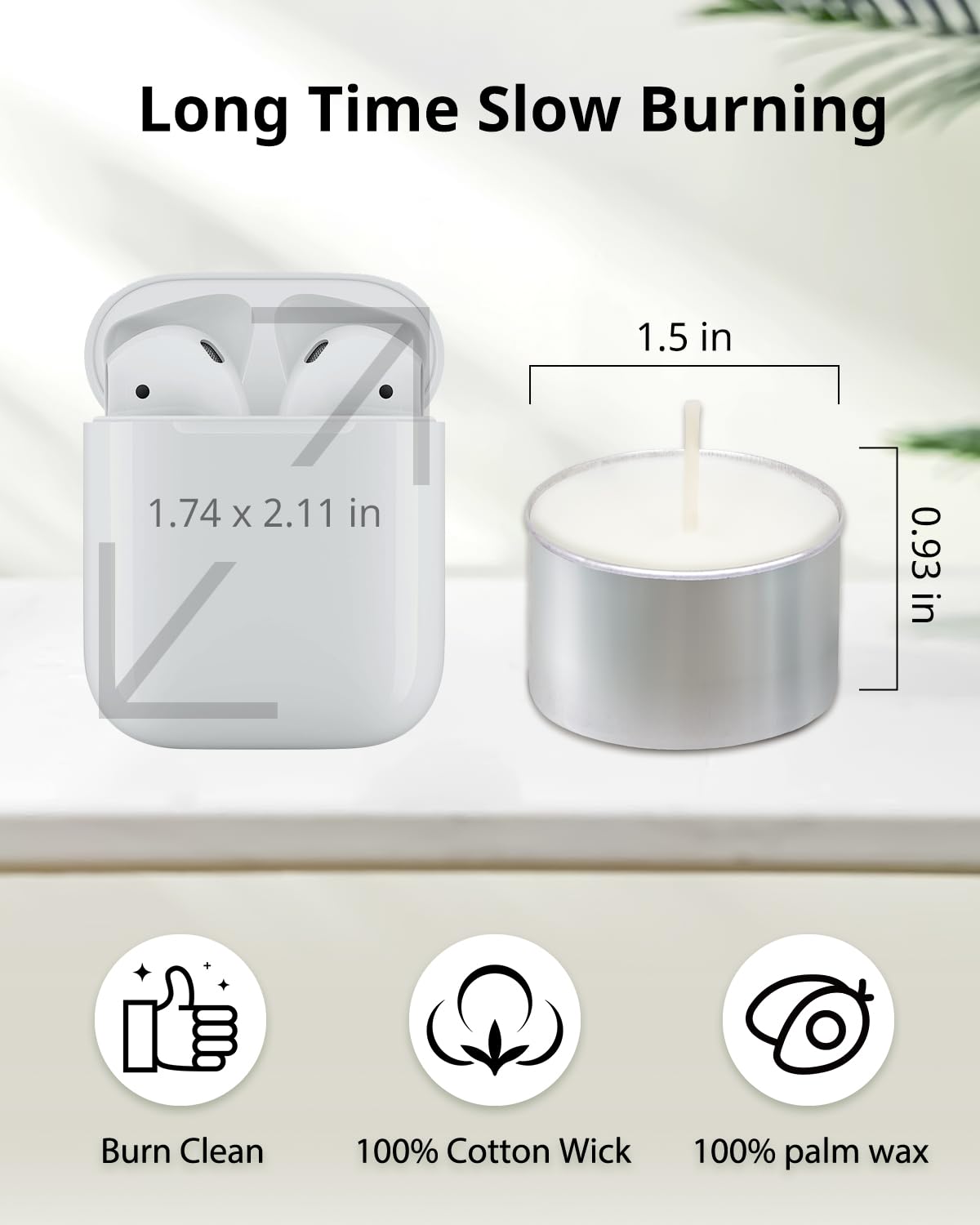 Tea Candles 100 Pack - 8 Hour Burn Time,Unscented Tea Lights Candles For Shabbat, Weddings, Christmas, Home Decor