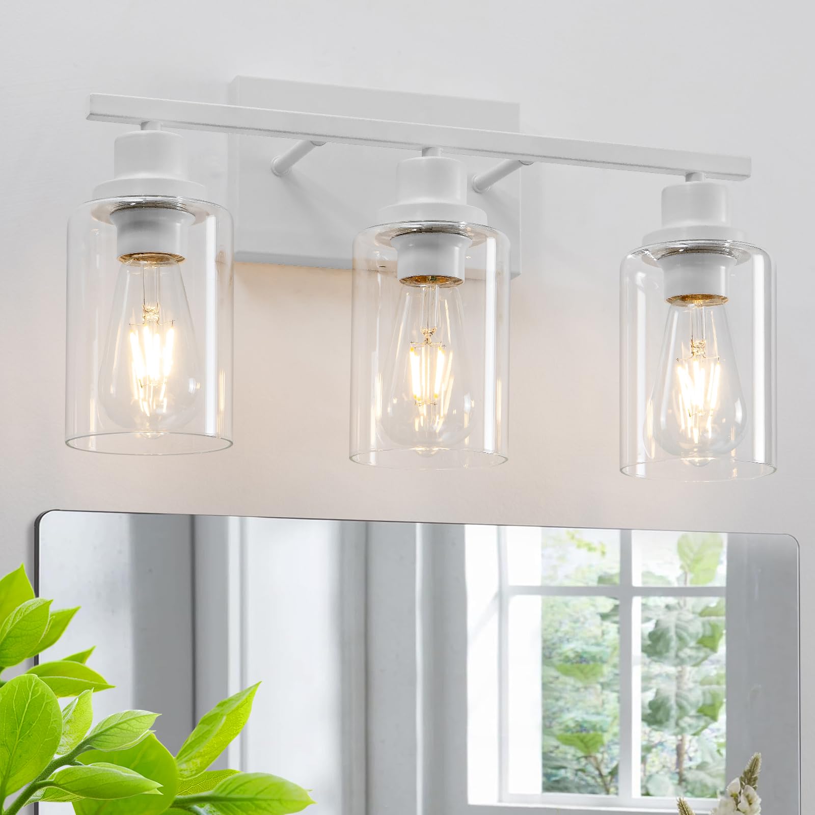 Hccz 3 Light Bathroom Vanity Light Fixture - Modern White Glass Sconces For Bathroom, Bedroom, Living Room - Model 800-100-1078