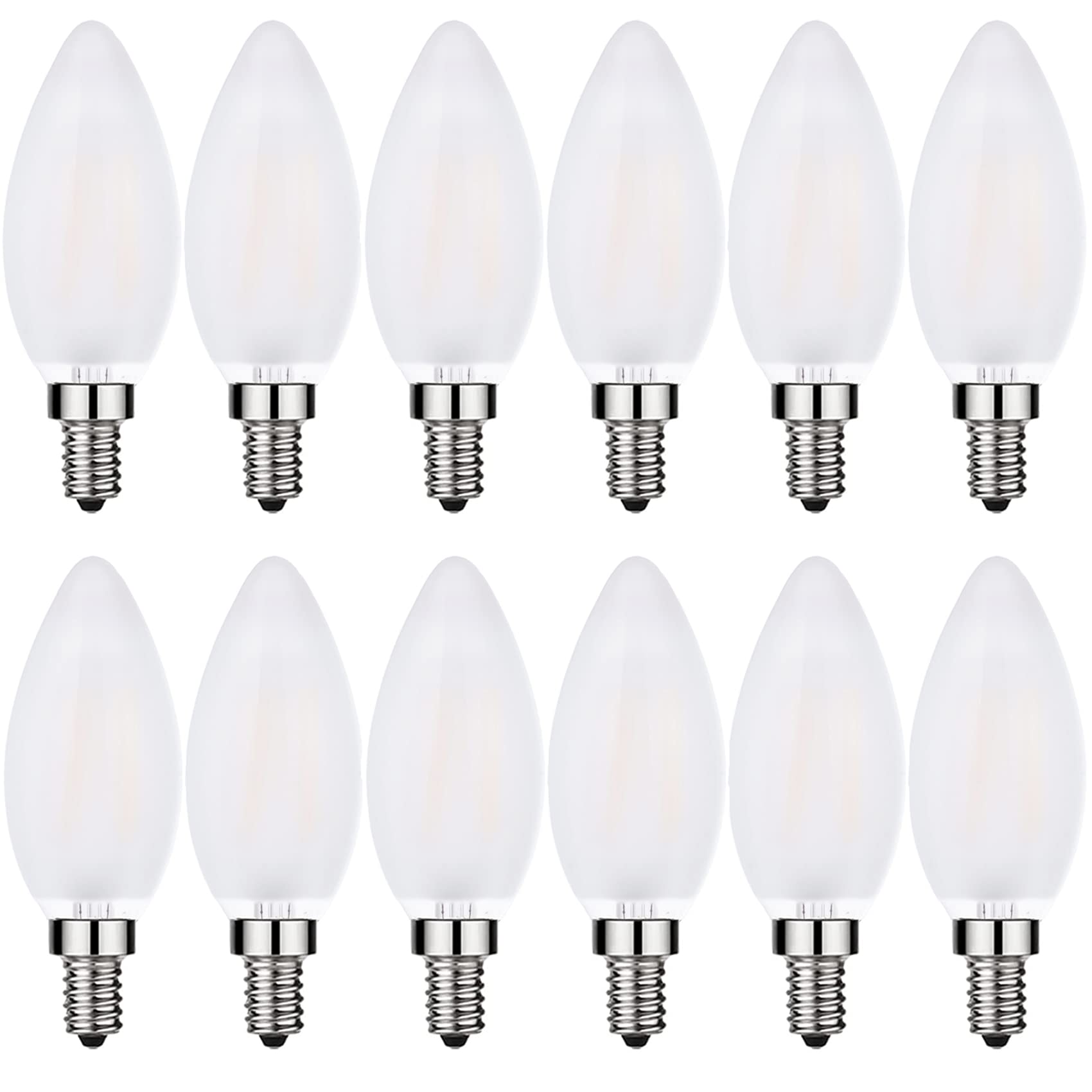 Shuwdkar Frosted Led Candelabra Bulbs E12 Led Bulbs 25Watt Equivalent, 2W Dimmable B11 Vintage Chandelier Light Bulbs Warm White