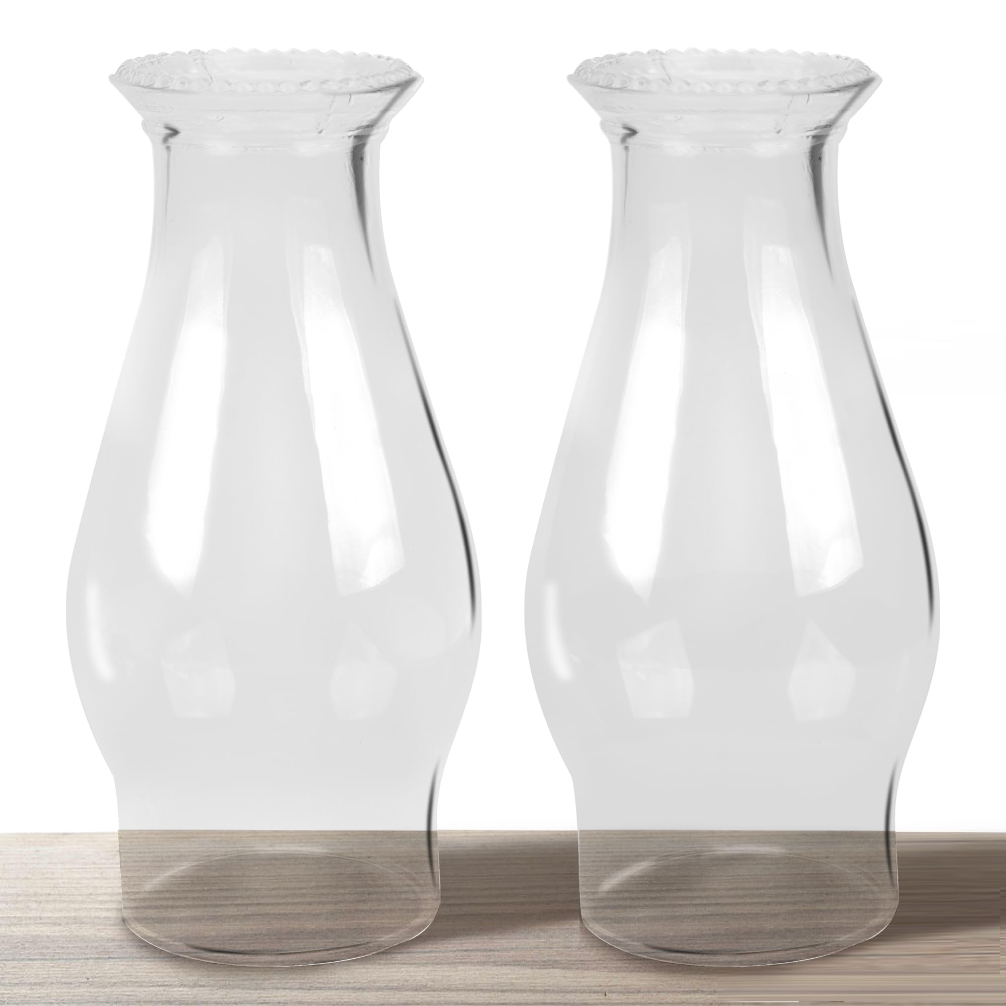 RAHATA Oil Lamp Chimney - Hurricane Lamp Glass Replacement, Clear, 3 Inch Base, Wave Style 2P, Model M-LAMPSHADE