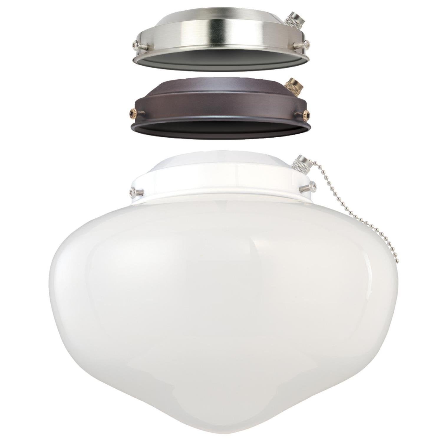 Westinghouse LED Schoolhouse Ceiling Fan Light Kit, Model 7785200, Three Fitters, White Opal Glass, Indoor/Outdoor