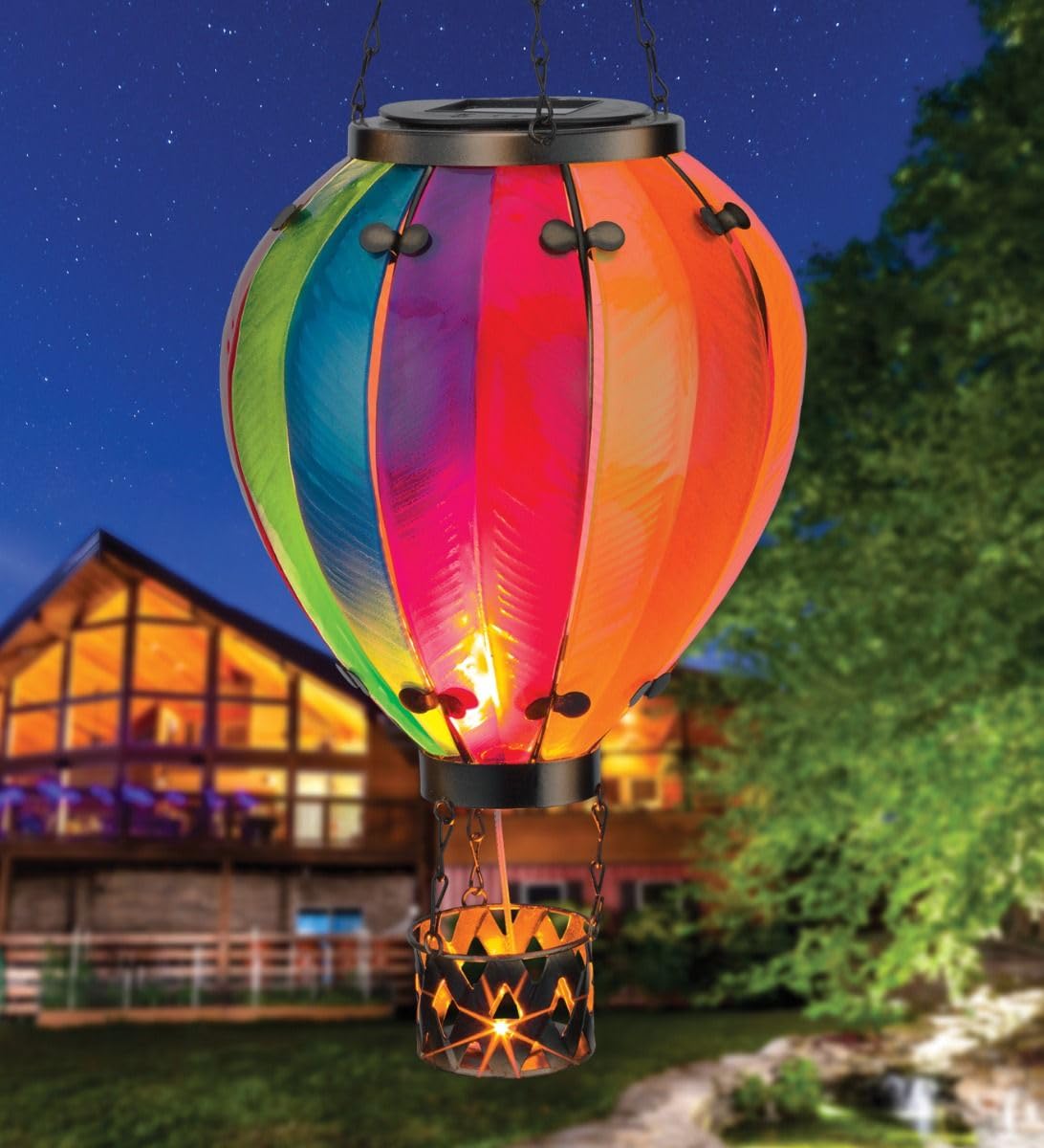 Regal Art & Gift Hot Air Balloon Solar Lantern - Hanging Solar-Powered Led Lights, Waterproof Portable Decorative Outdoor Lamp M