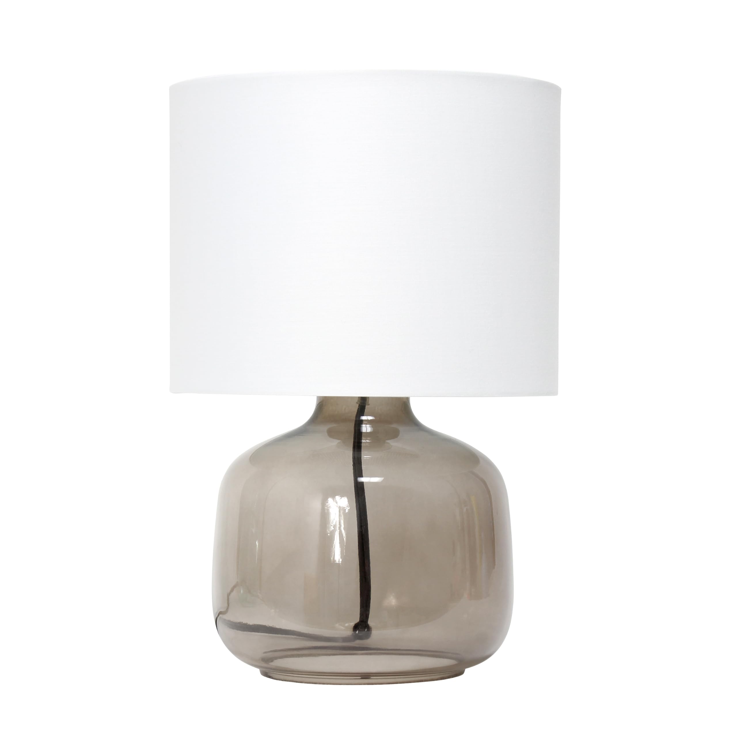 Simple Designs Lt1211-Smw 13.75'' Contemporary Glass Table Lamp, Smoke Gray With White Shade