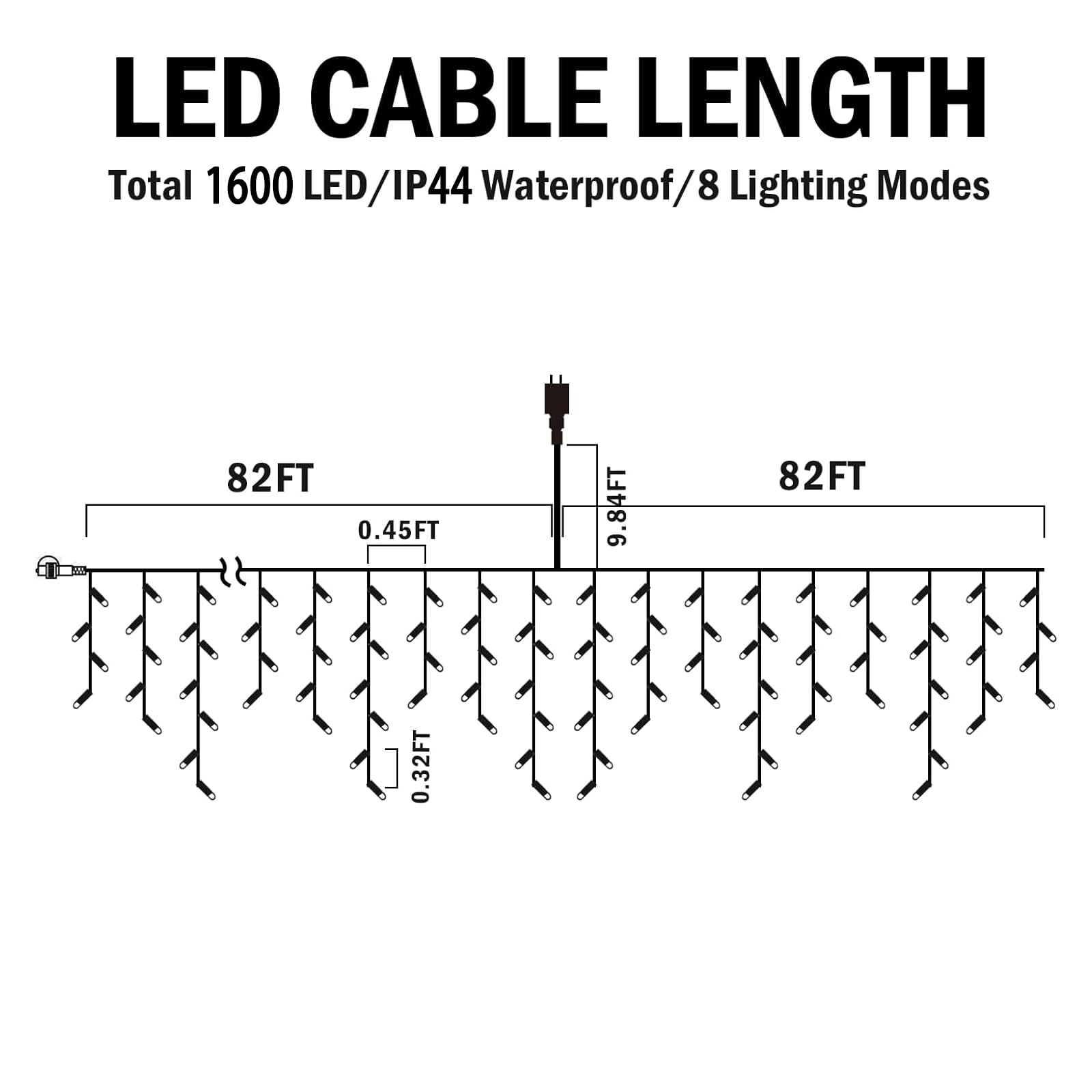 Hezbjiti Christmas Lights Outdoor Decorations,Led Christmas Lights 8 Modes 75 Drops Fairy String Curtain Lights For Christmas De