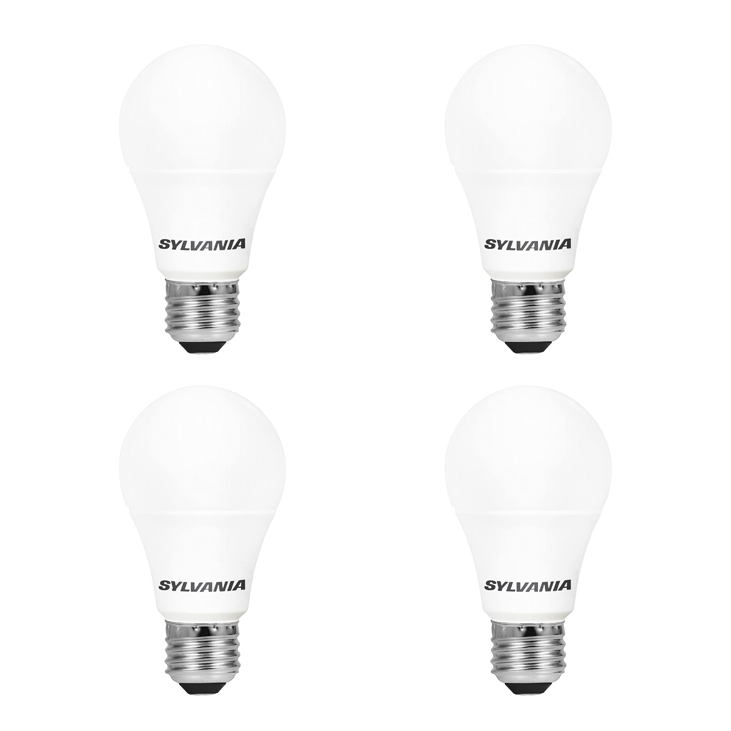 SYLVANIA LED Light Bulb, 60W Equivalent A19, 800 Lumens, Bright White, 8.5W, Frosted Finish, 4 Count Pack - Efficient Lighting Solution