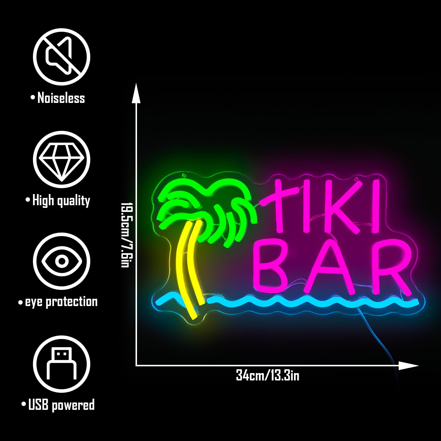 Tiki Bar Neon Sign For Wall Decor Dimmable Led Neon Signs Bar Neon Sign Neon Beer Signs Tiki Bar Light Up Neon Sign For Bedroom Man Cave Bar Pub Club Restaurant Bistro Party