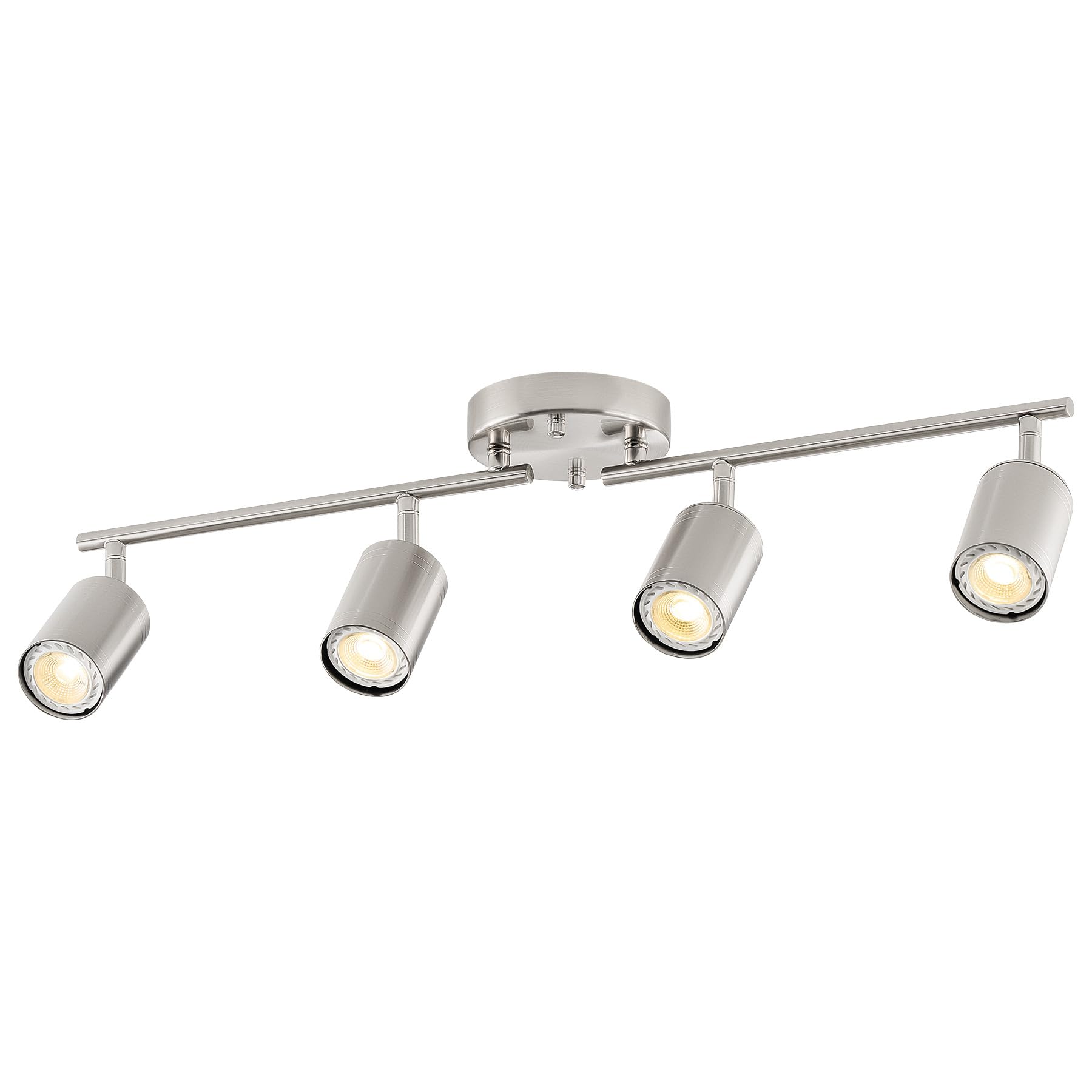Vonluce 4 Light Track Light Fixture  Led Track Lighting Kit With Rotatable Track Heads  3-Color Gu10 Bulbs Included  Modern Ceiling Spotlight For Kitchen Office Closet Studio Bedroom  Nickel