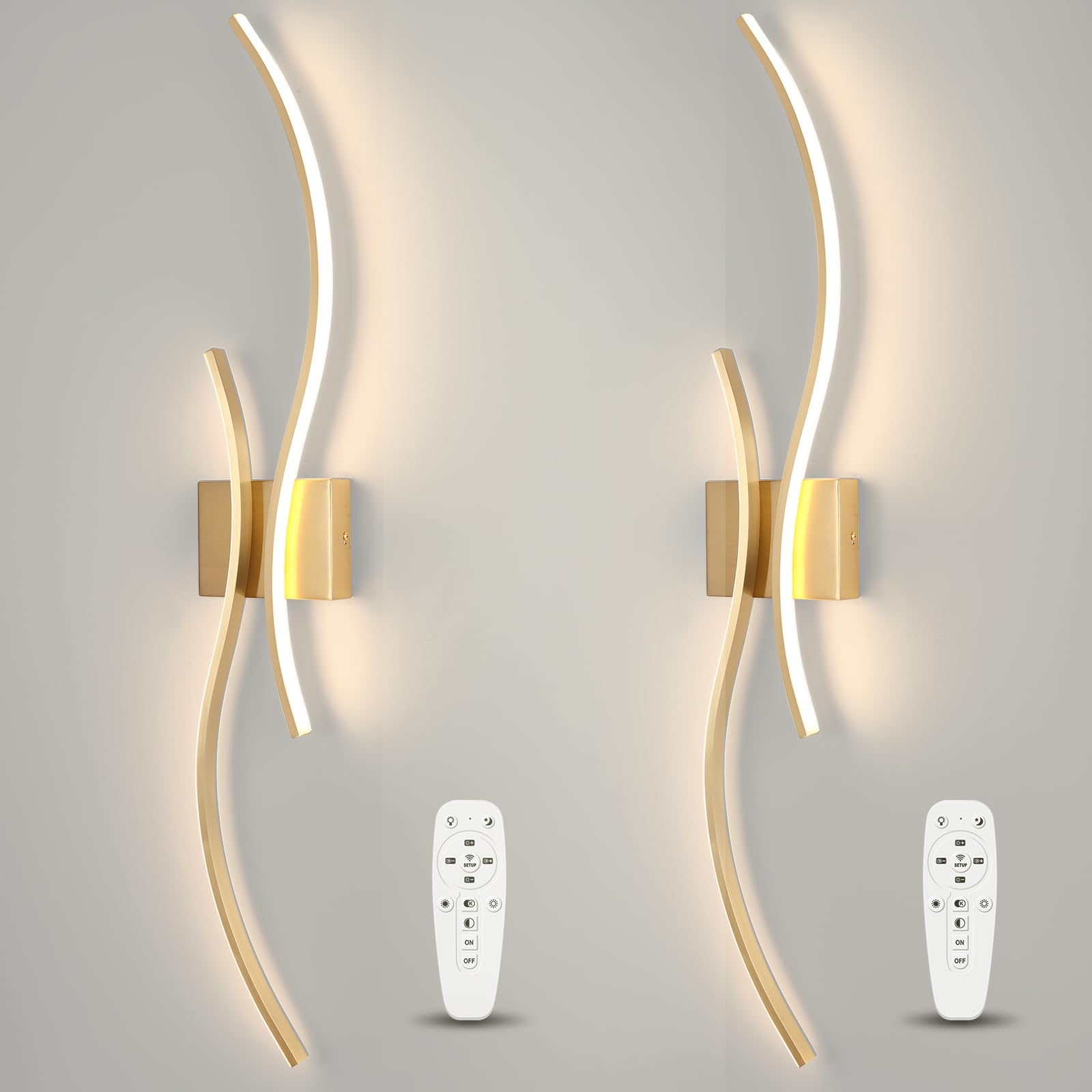 Caneoe Modern Wall Sconce Set Of Two With Remote Control, Dimmable Indoor Led Wall Sconce Lighting Set Of 2, 39Inch Wall Light F