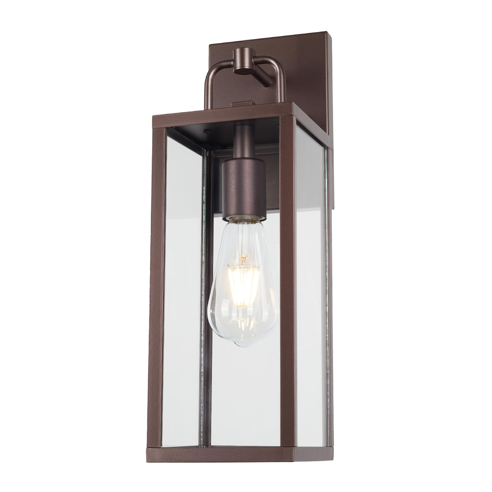 Diyel Transitional Outdoor Wall Sconce Light  16 Inch Tall Modern Exterior Wall Lighting With Clear Glass  Anti-Rust Powder Coat Bronze Outside Lantern Lamp For Front Porch Doorway Patio  1 Pack