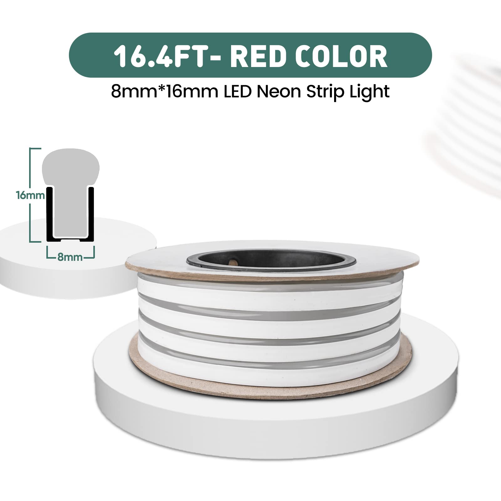 Gzbtech Flexible Led Neon Rope Lights 16.4Ft Ac 110-120V Waterproof Strip Light  120Leds/M Cuttable Connectable Neon Lighting For Indoor Outdoor Home Decor/Commercial Building Use-Red 5M