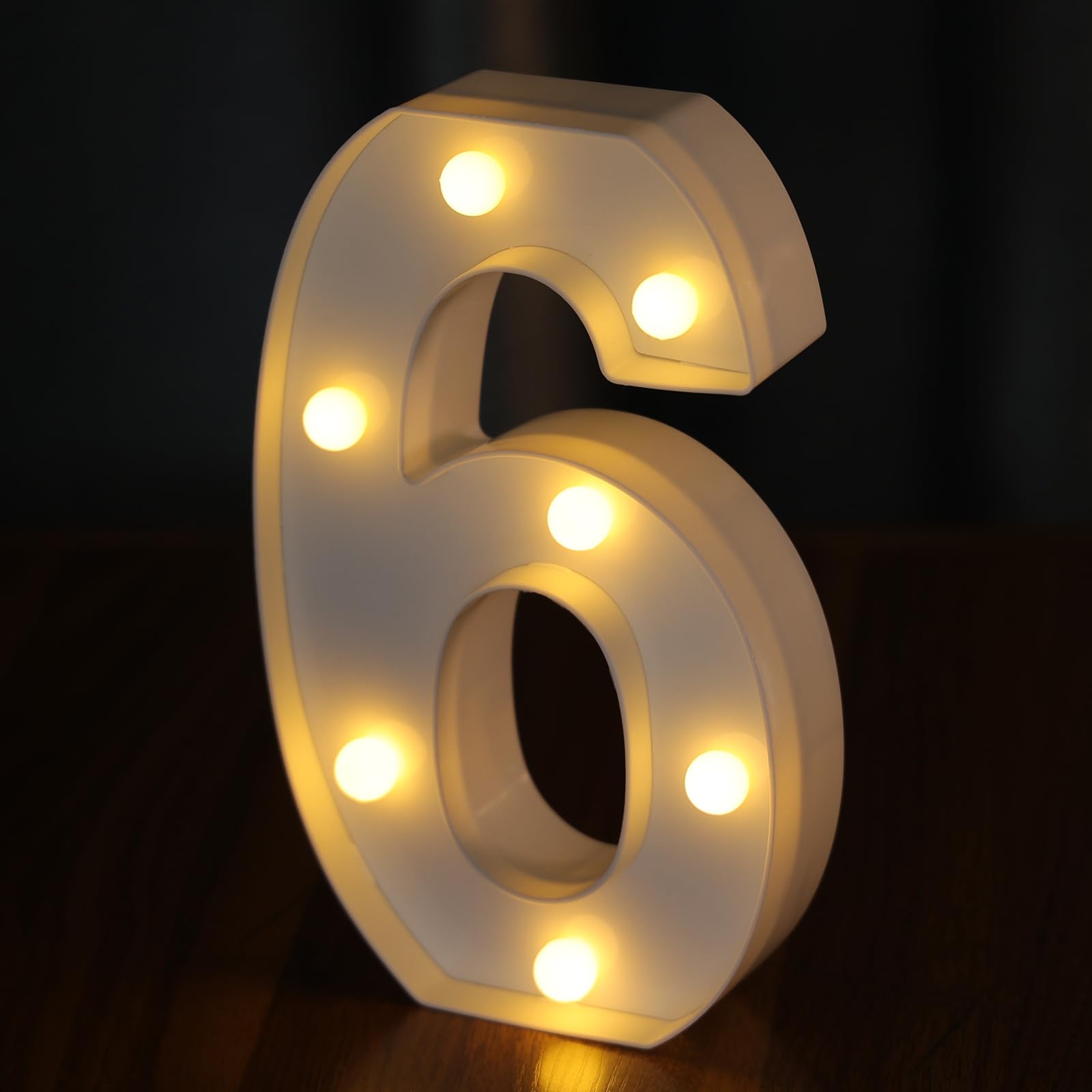 IFDGCTK Light Up Numbers 10 LED Decorative Letters, Battery Powered, Warm Light, Number 6, Acrylic Home Decor