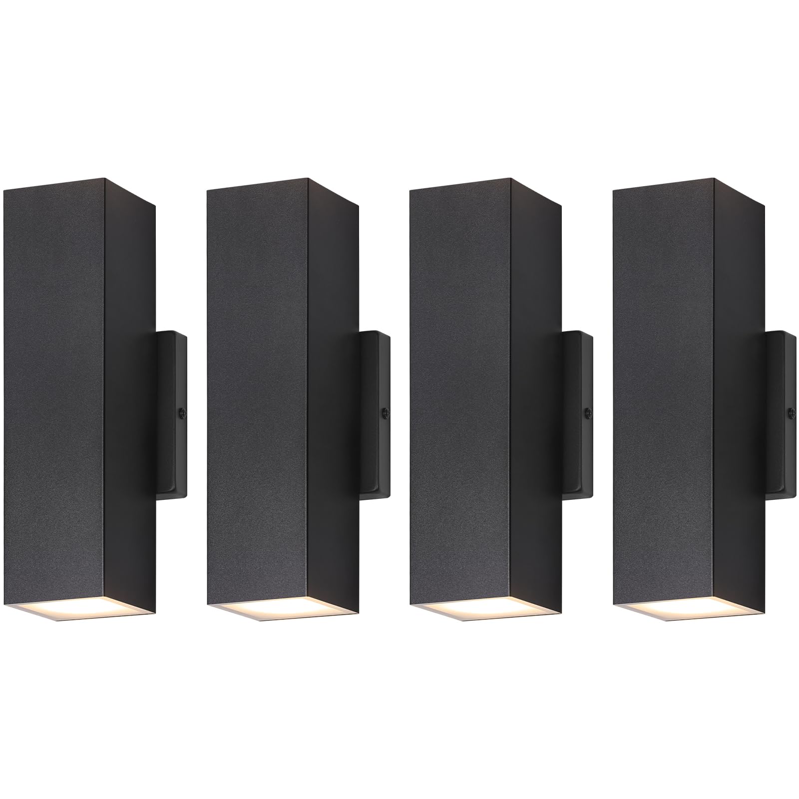 BesLowe 4-Pack Outdoor Wall Lights, LED Up and Down Sconces, Metal, 13.75in, Black, Model B04048L(4PK)