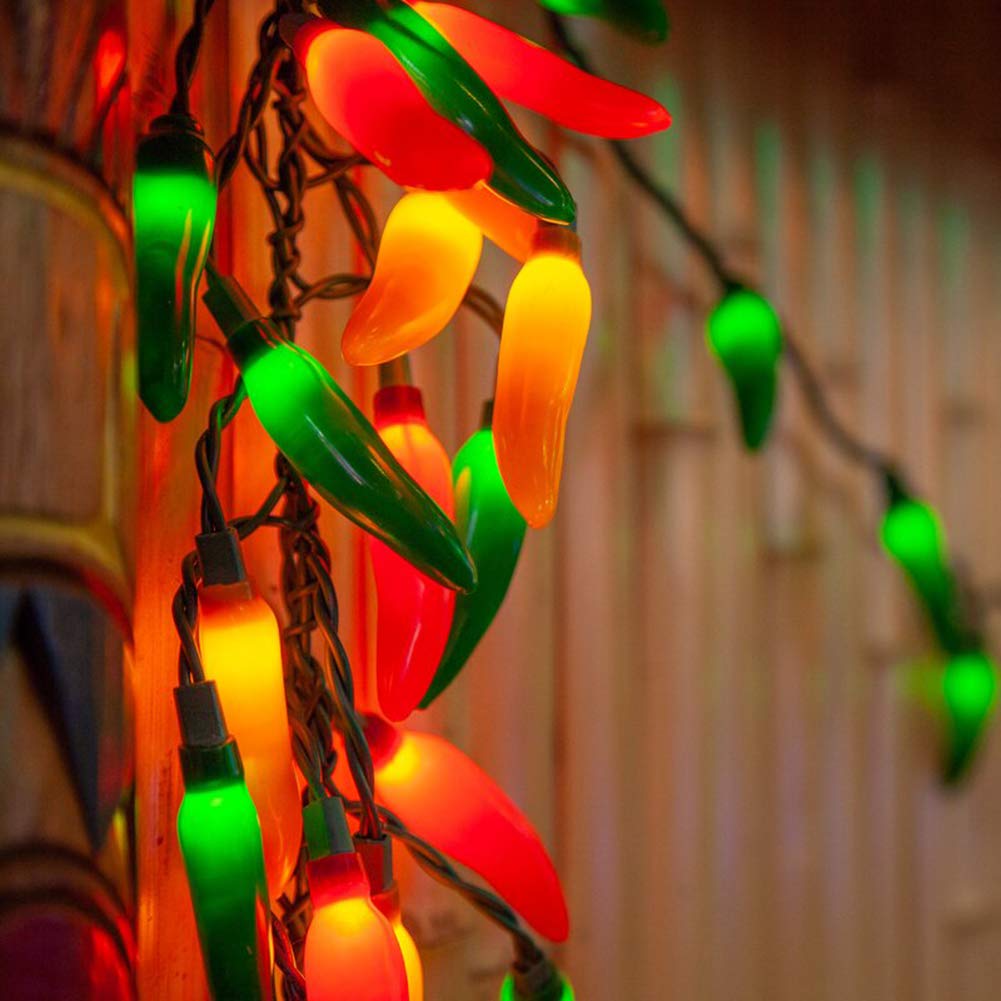 GOOTHY Chili Pepper String Lights, 13.6Ft, Multicolor with 35 Mini Warm White Lights, Model NIVEOLI001, Plastic