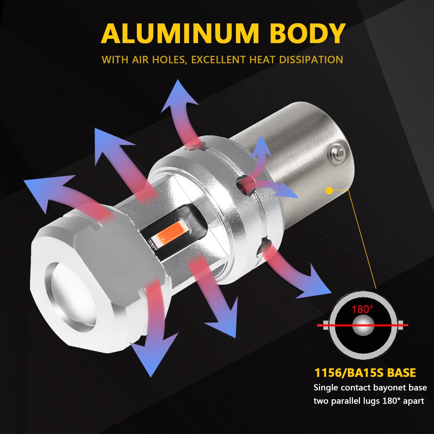 PHINLION 1156 P21W Red LED Light Bulbs, 3600 Lumens, Super Bright Replacement for Car Truck Motorcycle Brake Tail Lights