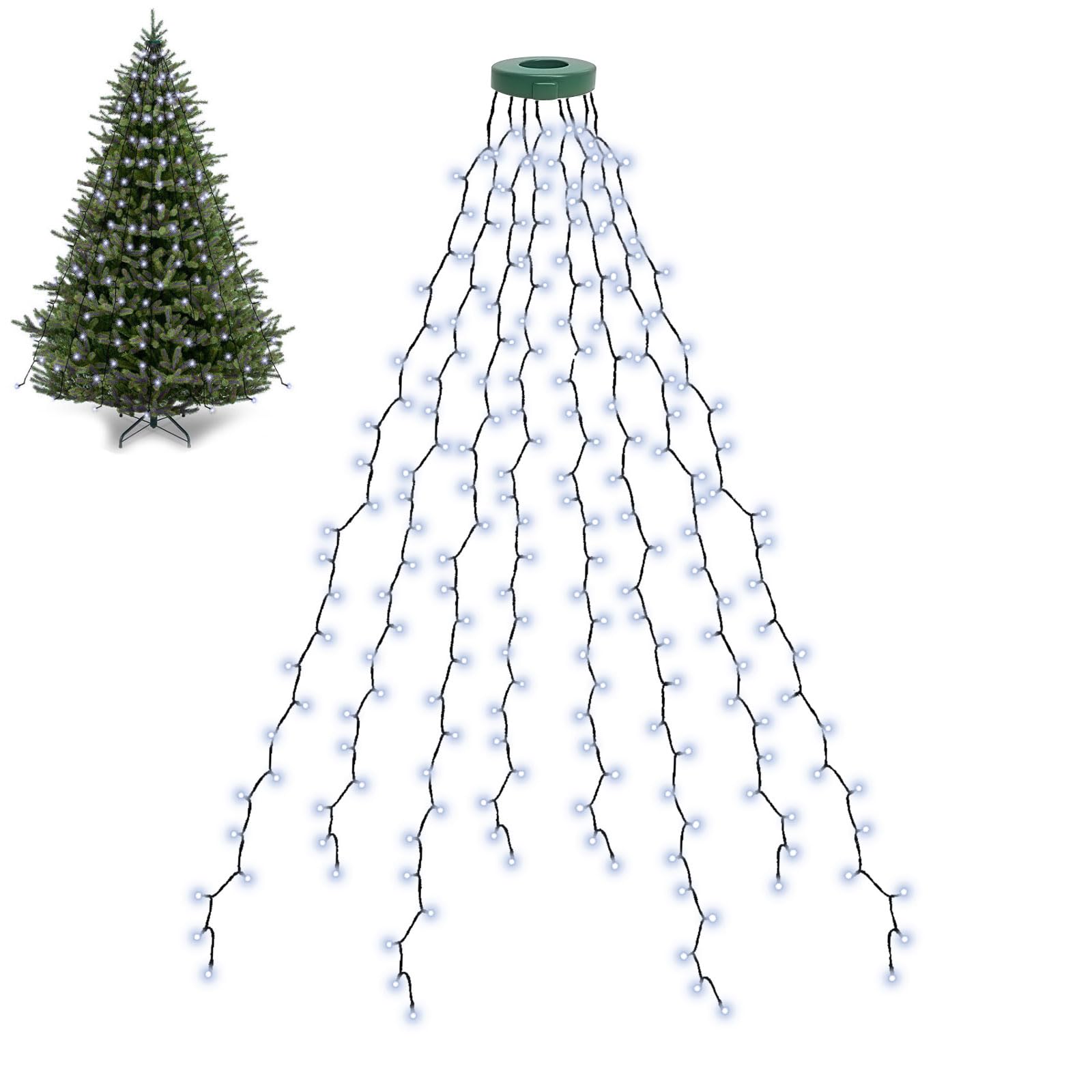 Bolweo Christmas Tree Lights 280Led 8 Lines 8 Modes For 6Ft-7Ft Tree  Ul Certified Indoor/Outdoor Christmas Decorations 8 * 6.6Ft Drops Cool White