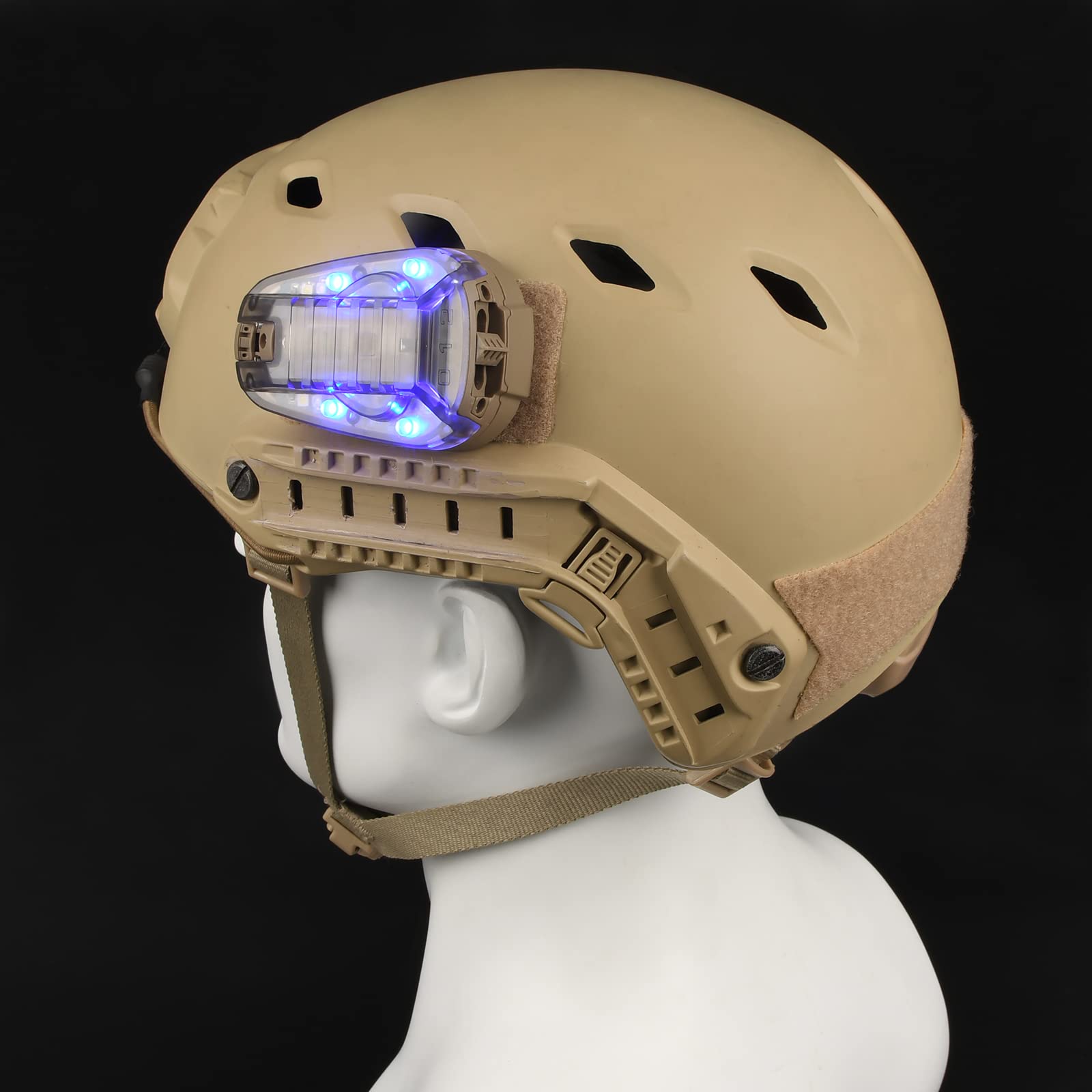 NOBUHIRO Tactical Helmet Signal Light - 4 Modes, Waterproof LED + IR, Ladybird Survival Lamp, Color DE-BL