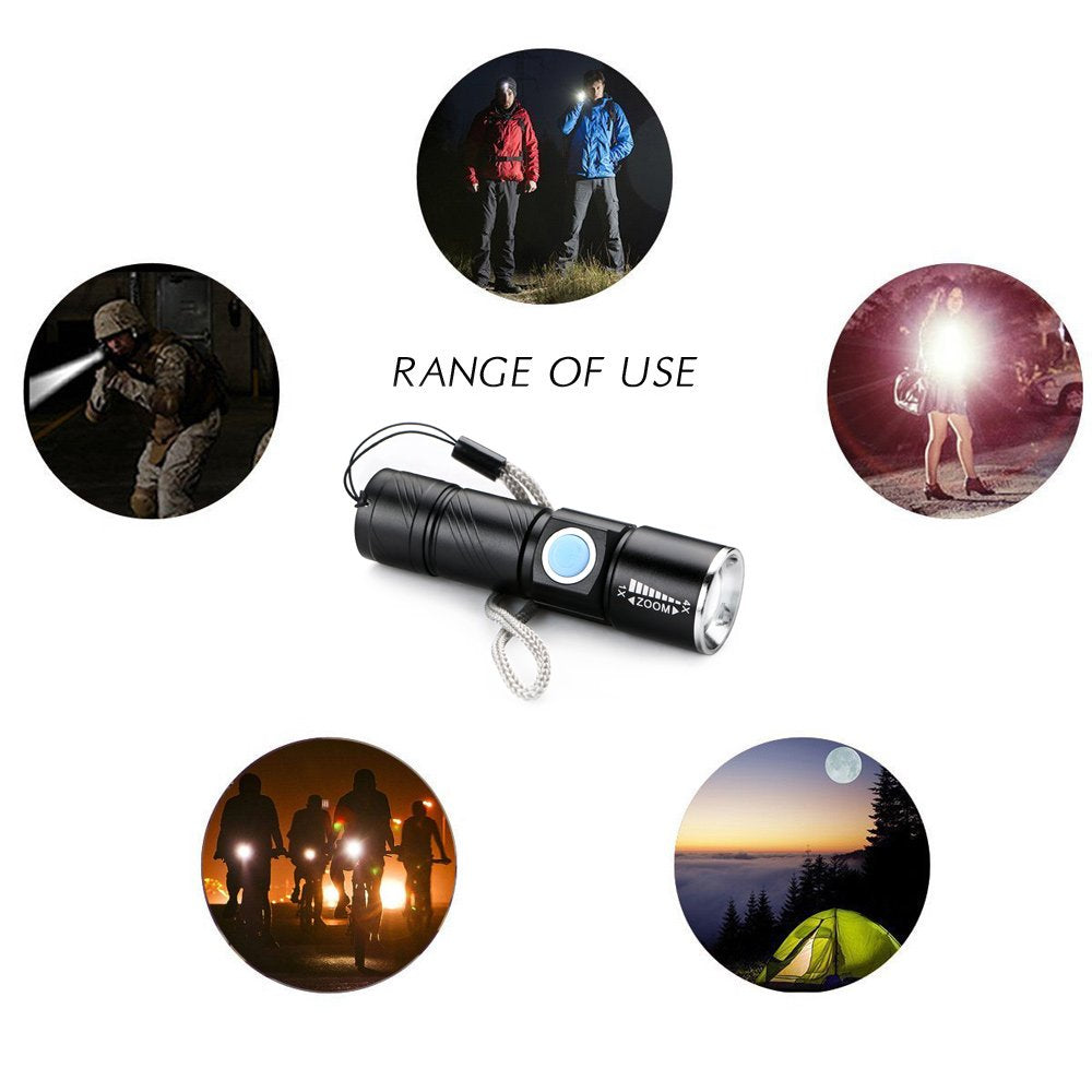 Wreow Mini Usb Rechargeable Flashlight Led Flashlights 3 Light Modes And Zoomable  Ip65 Water-Resistant Super Bright Pocket Torch Light For Camping  Hiking  Emergency  Edc (2 Pack)