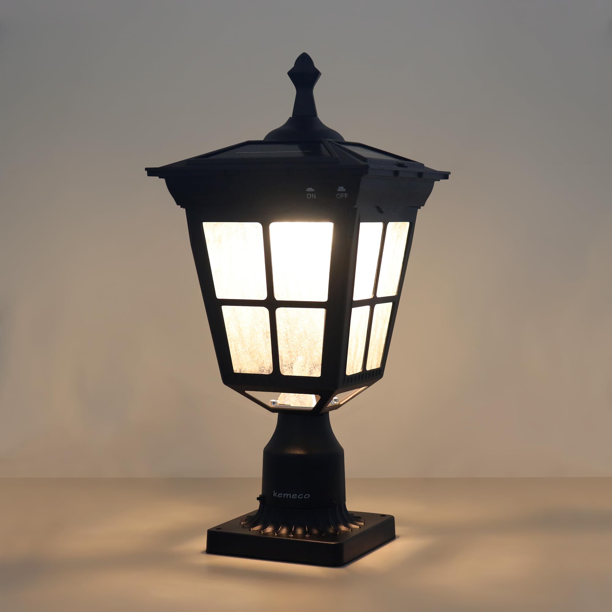 Kemeco ST4311AQ LED Solar Post Light Fixture, 3-Inch Fitter, Black Metal for Outdoor Garden Mount
