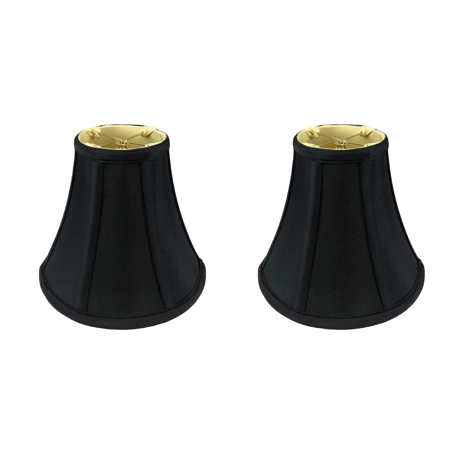 Royal Designs, Inc. True Bell Lamp Shade, Faux Silk, 4in x 8in x 7.25in, Black, 2-Pack, Model BSO-704RC-8BL