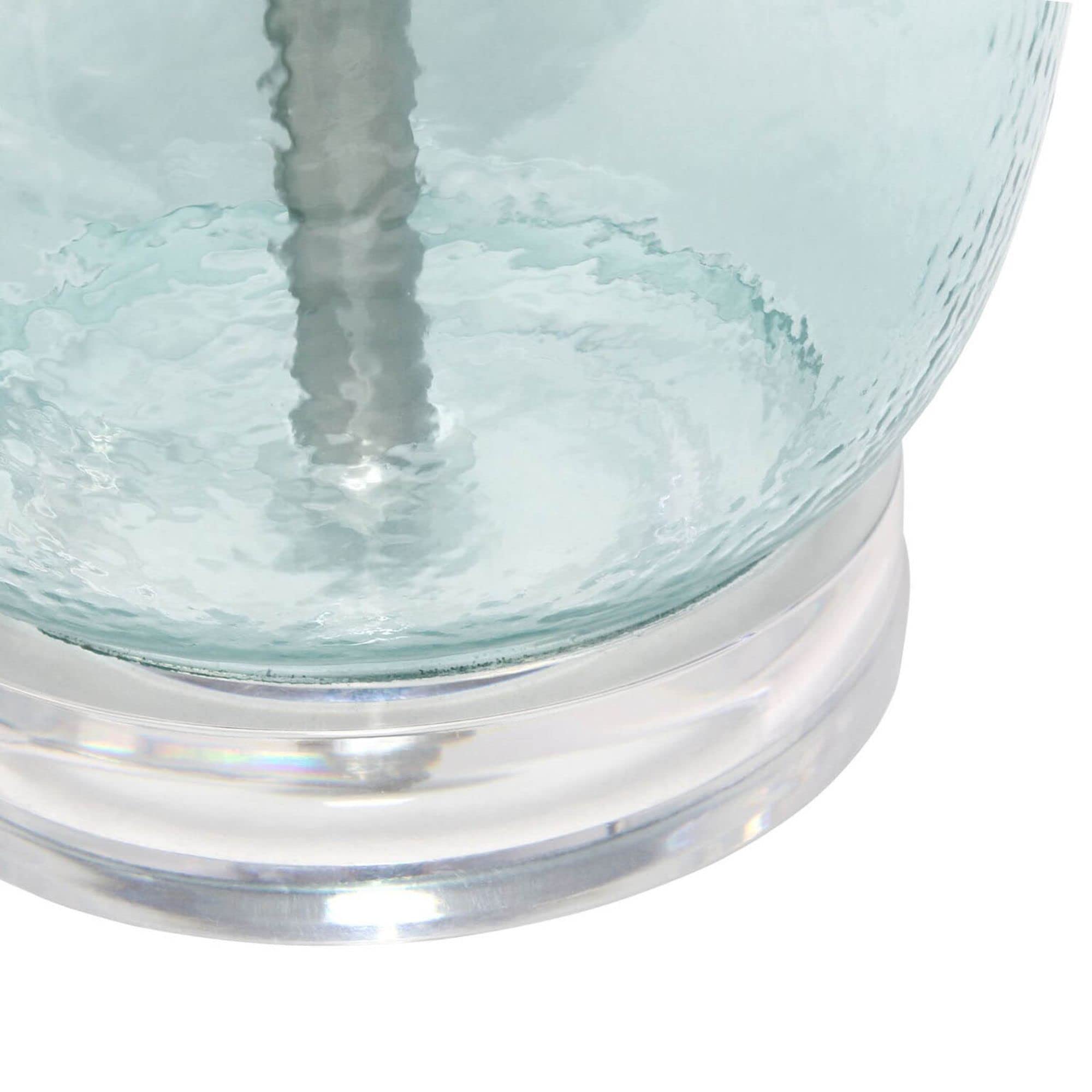 Lalia Home Contemporary Oval Glass Table Lamp With White Drum Shade - Clear Blue