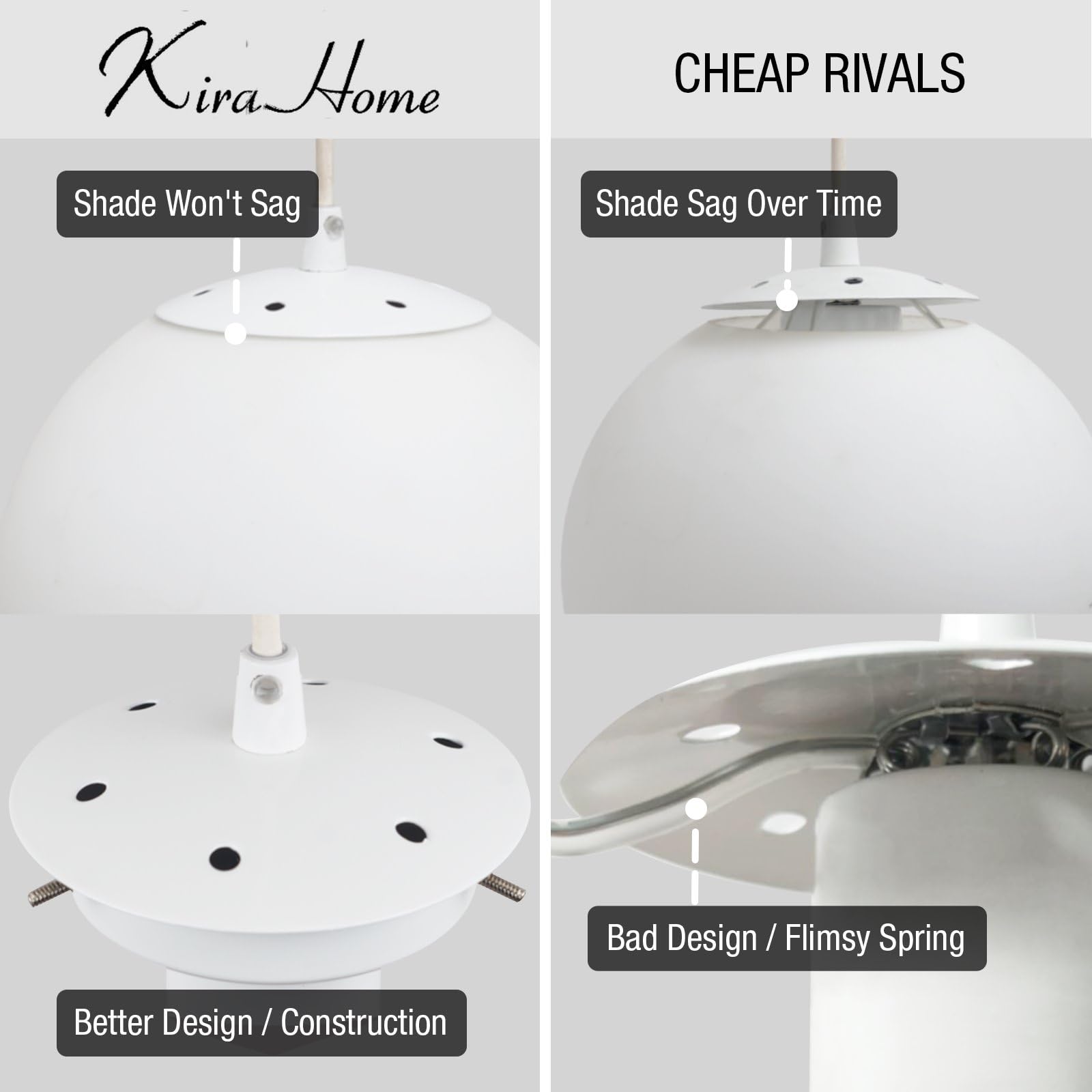 Kira Home Ceres 14" Mid-Century Modern Hanging Orb Pendant Light With Smooth Matte White Frosted Diffuser, Cool Brass Finish