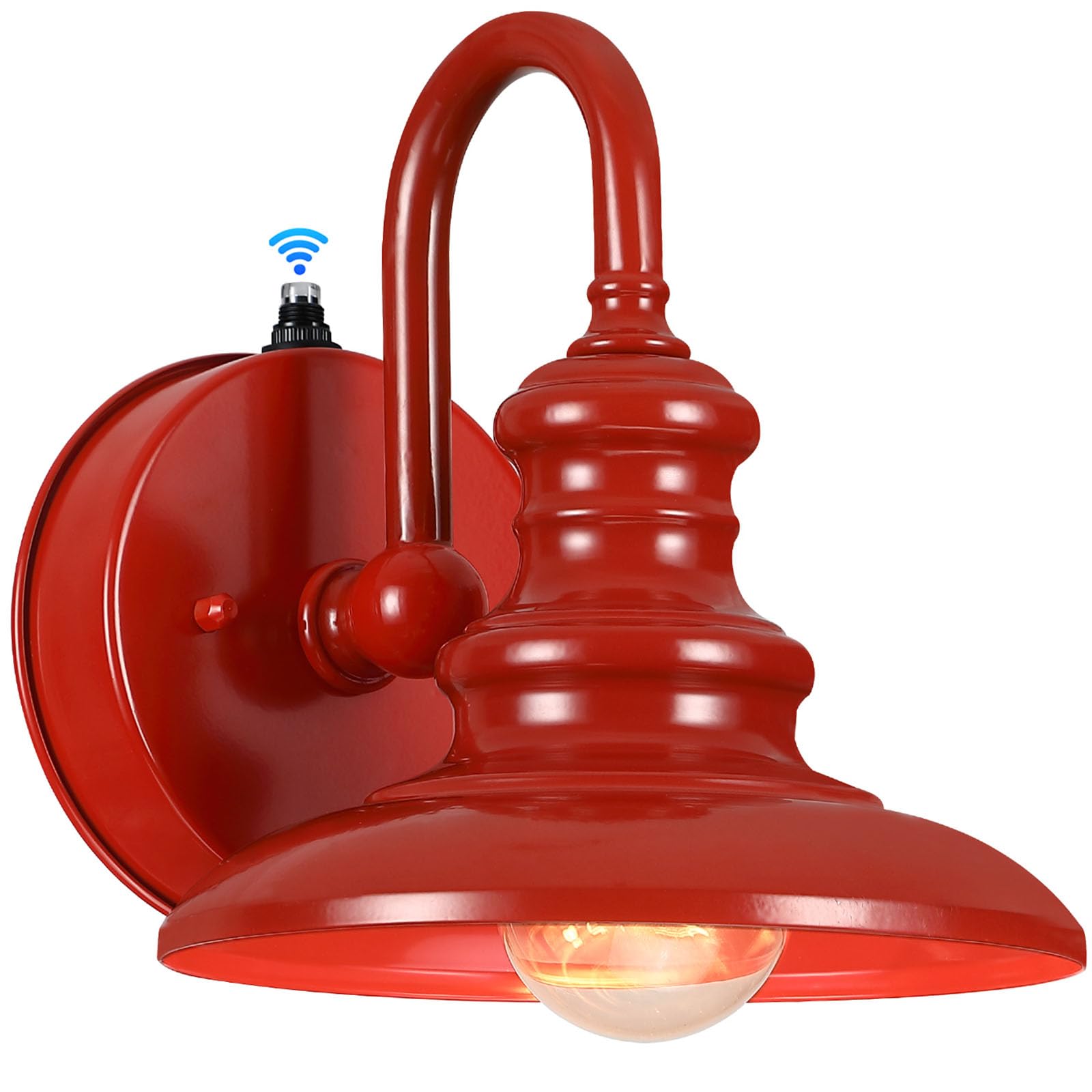 LONEDRUID Gooseneck Barn Light Fixture - Red Metal Outdoor Wall Sconce for Porch, Garage, Patio