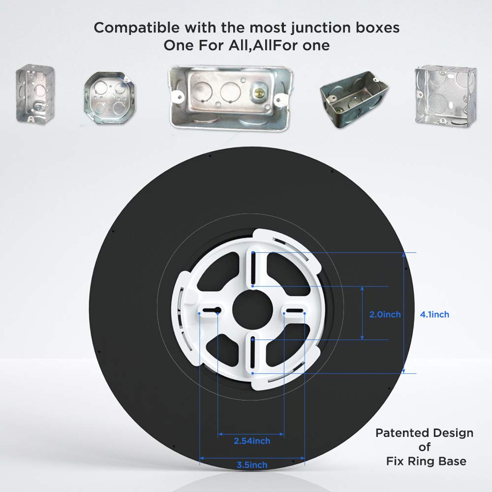 TALOYA Flush Mount LED Ceiling Light, 20W, 12 Inch, Black, 3 Color Temperatures (3000K/4000K/6500K), Model MOON-C