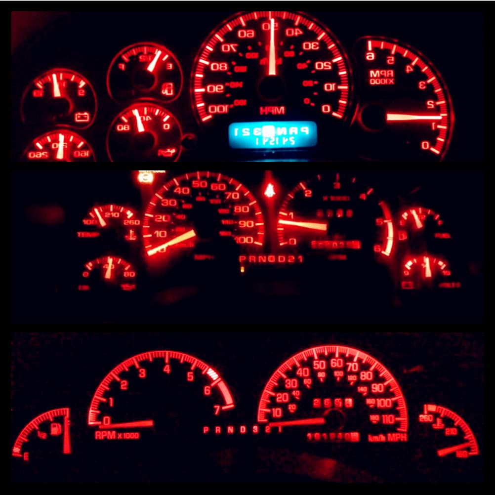 WLJH T5 PC74 Red LED Bulb 10 Pack - 0.67"x 0.19" Aluminum Wedge Lamp for Dash & Instrument Panel Replacement