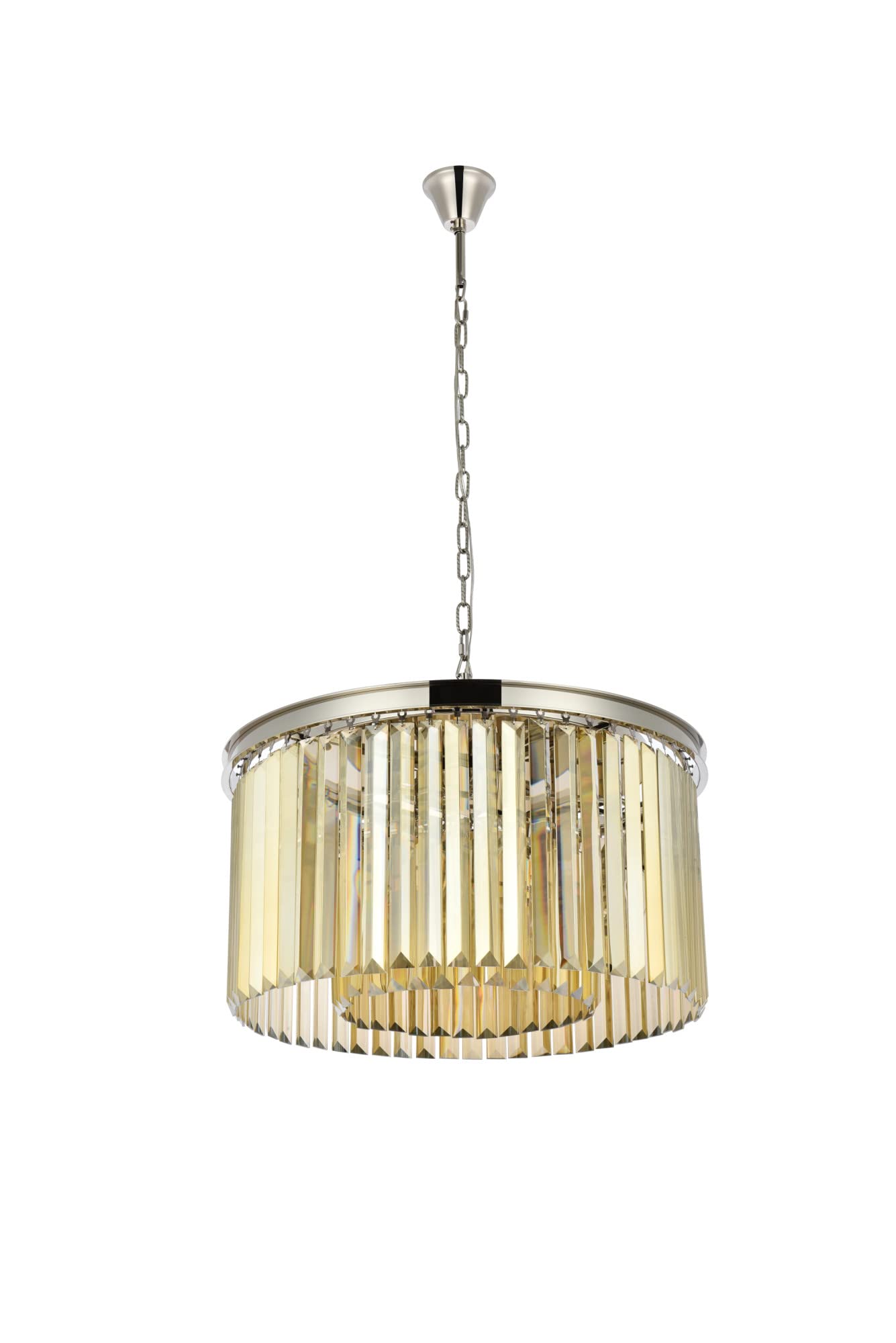 Elegant Lighting Sydney 8 Lt Polished Nickel Chandelier Golden Teak