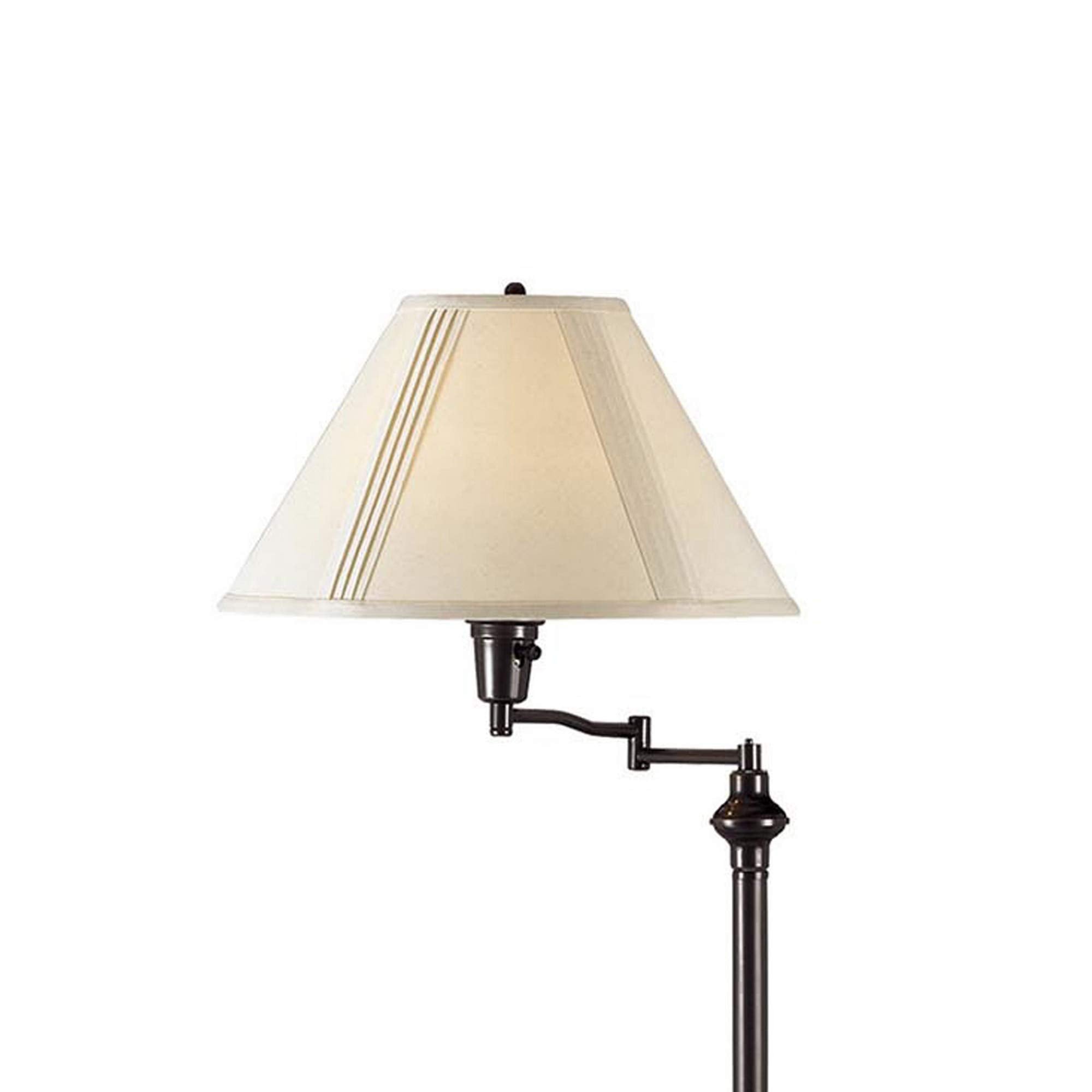 Benzara Metal Floor Lamp with Swing Arm, Fabric Conical Shade, 150 Watt, Black, Model BM220861