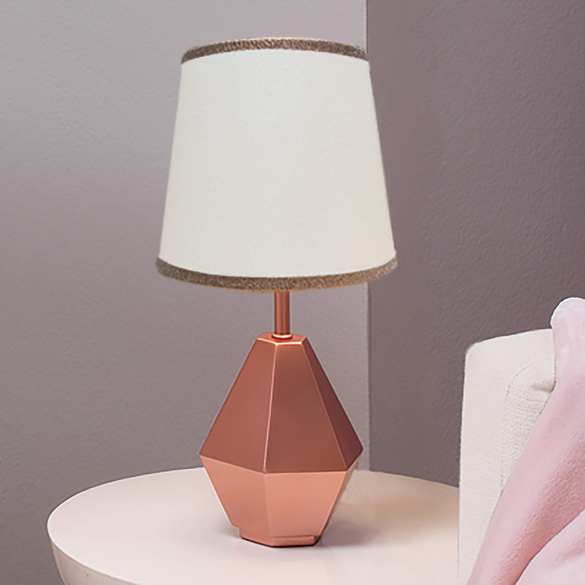 Lambs & Ivy Rose Gold Modern Hexagon Nursery Lamp With Shade & Bulb
