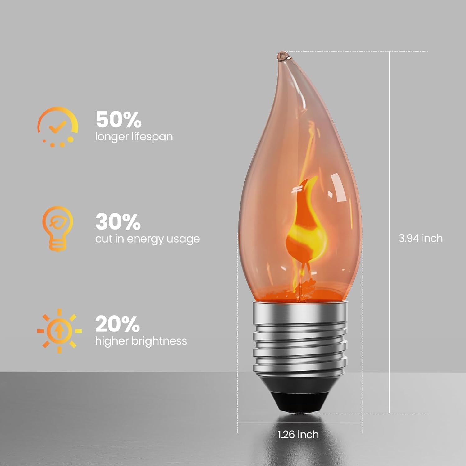 Hompavo Upgraded Flame Light Bulbs, E26 Flickering Fire Light Bulbs Flame Candle For Halloween Christmas Party Patio Porch Home