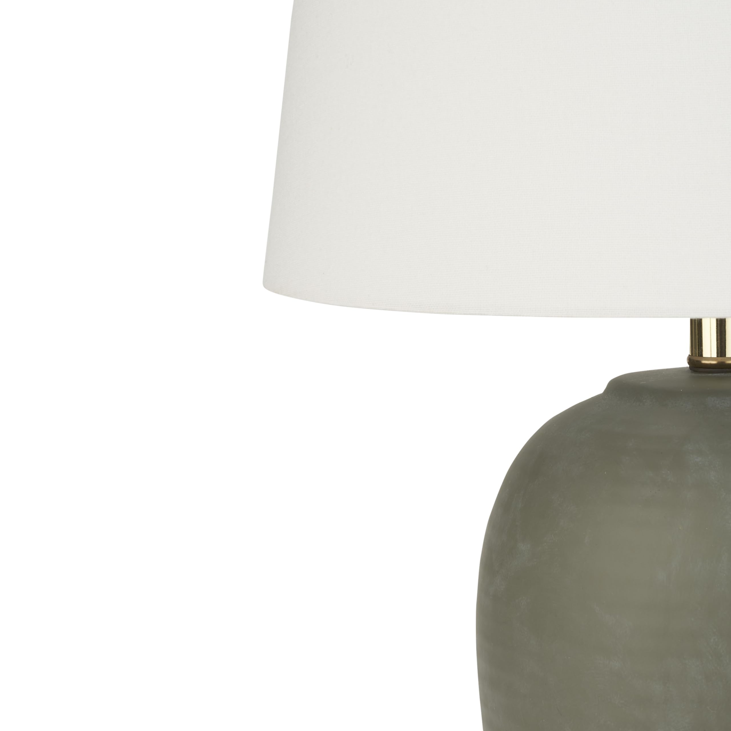 Nourison 23" Olive Green Ceramic Pot Table Lamp with White Shade - Vintage Green, Model BIT05 for Bedroom, Living Room, Office
