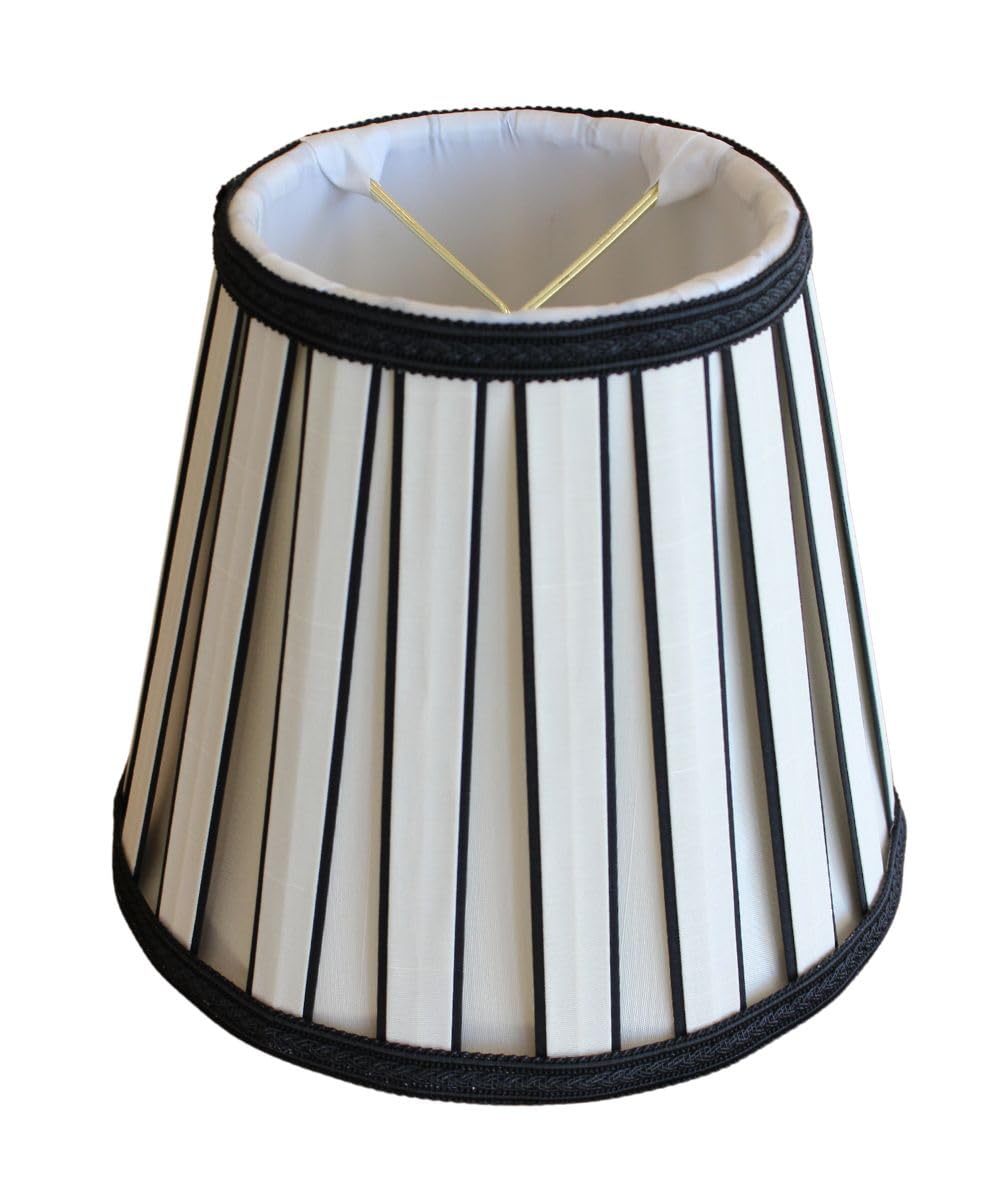 5''x8''x7'' Metropolitan Softback Empire Edison Clip On Lampshade, Eggshell with Black Highlight Trim