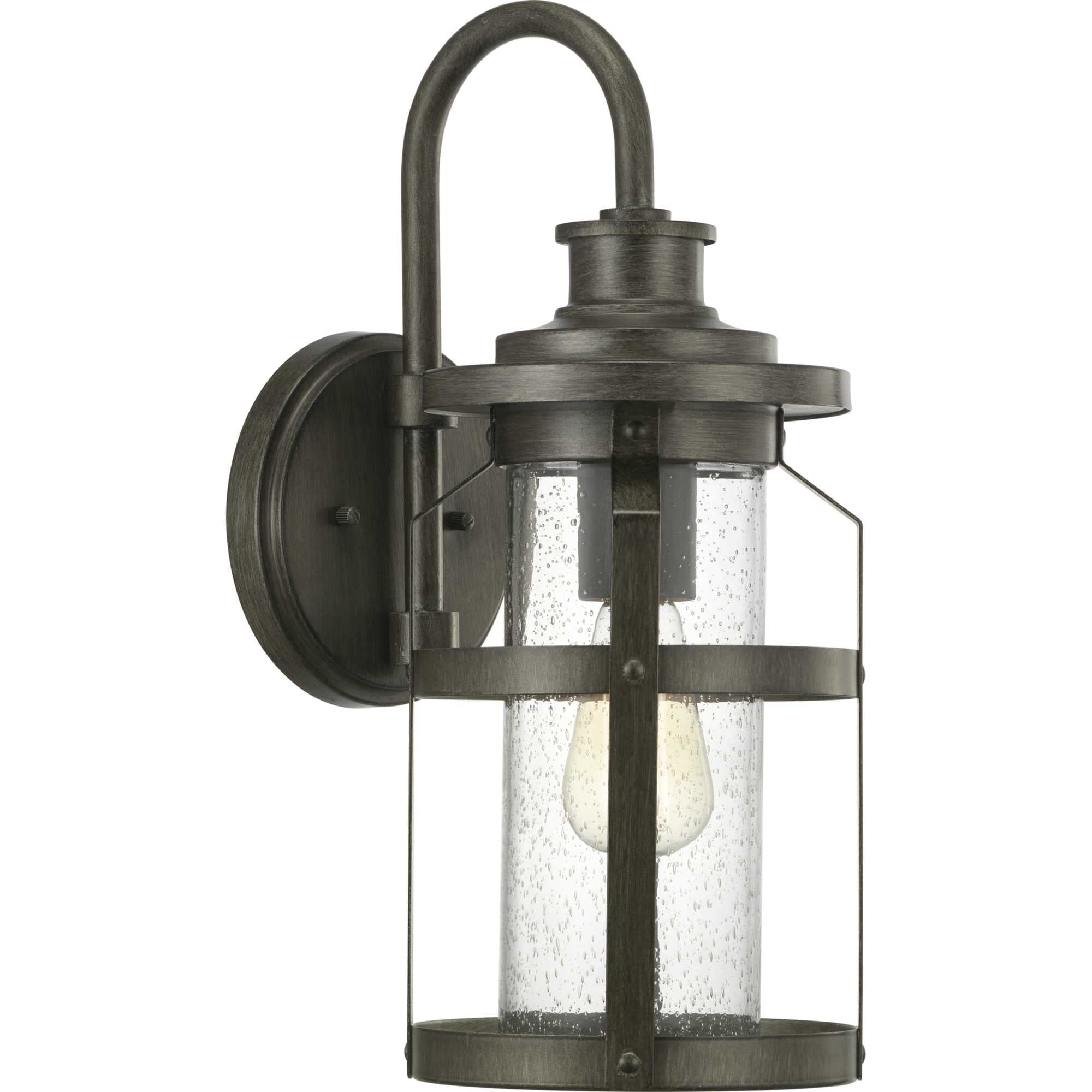 Progress Lighting 1-Light Outdoor Wall Lantern, Clear Seeded Glass, Textured Black, Model P560095-031
