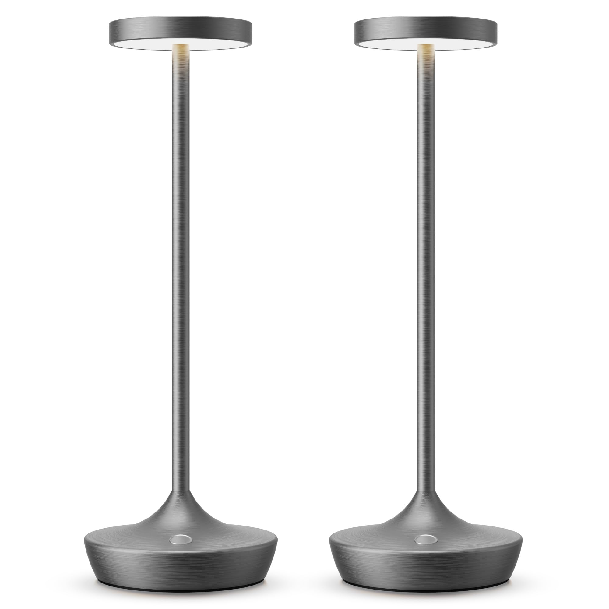 Sikevht Cordless Table Lamps, 2-Pack Led, 3-Color Dimming, Portable & Waterproof, Gray