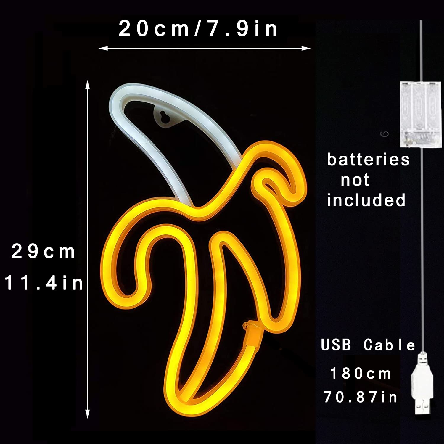 Enuoli Banana Neon Sign - Led Wall Decor Light For Party, Kids Gift, Usb/Battery Powered