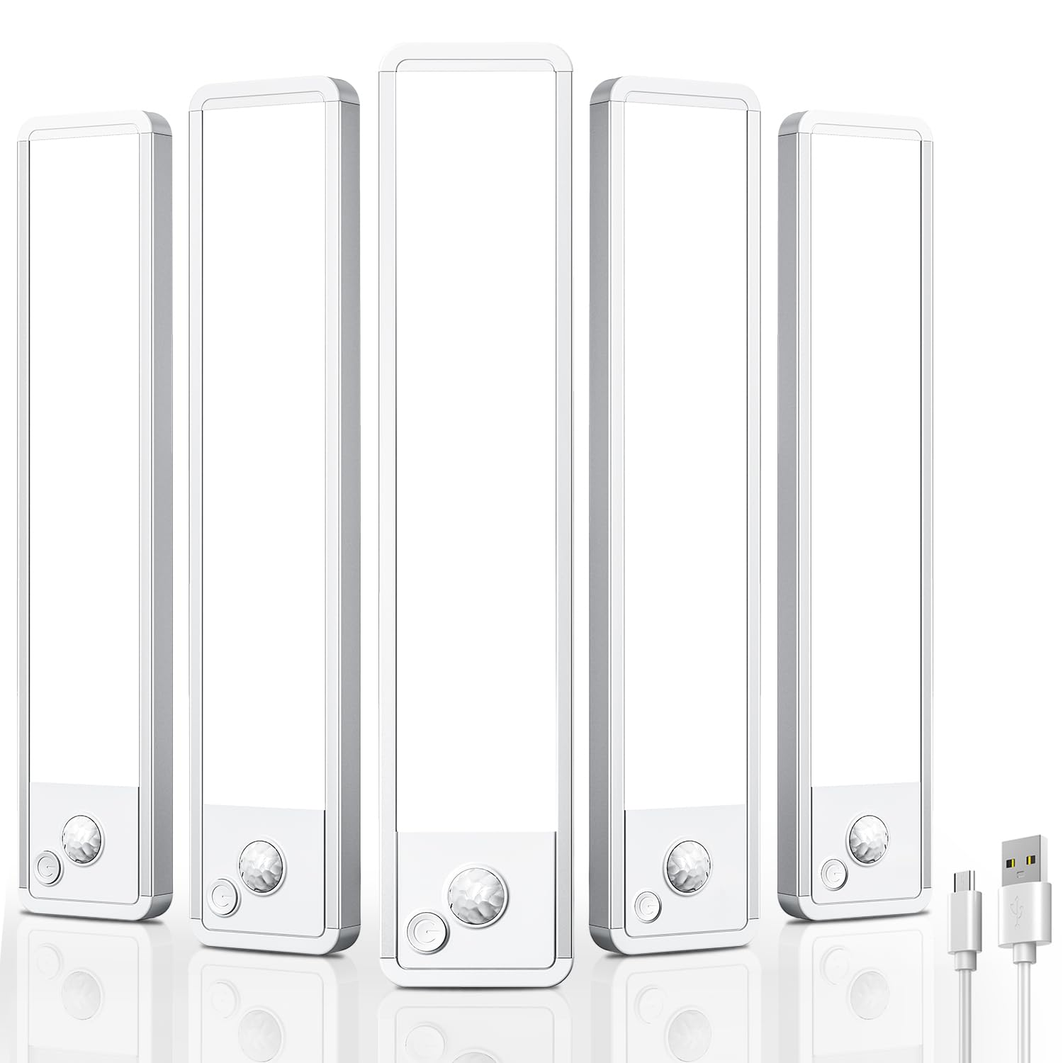 Under Cabinet Motion Sensor Lighting: 10 Inch Dimmable Rechargeable Lights Indoor - Battery Operated Lights - Undercabinet Closet Light Magnetic Led Light For Kitchen Home Bathroom Counter 5 Pack