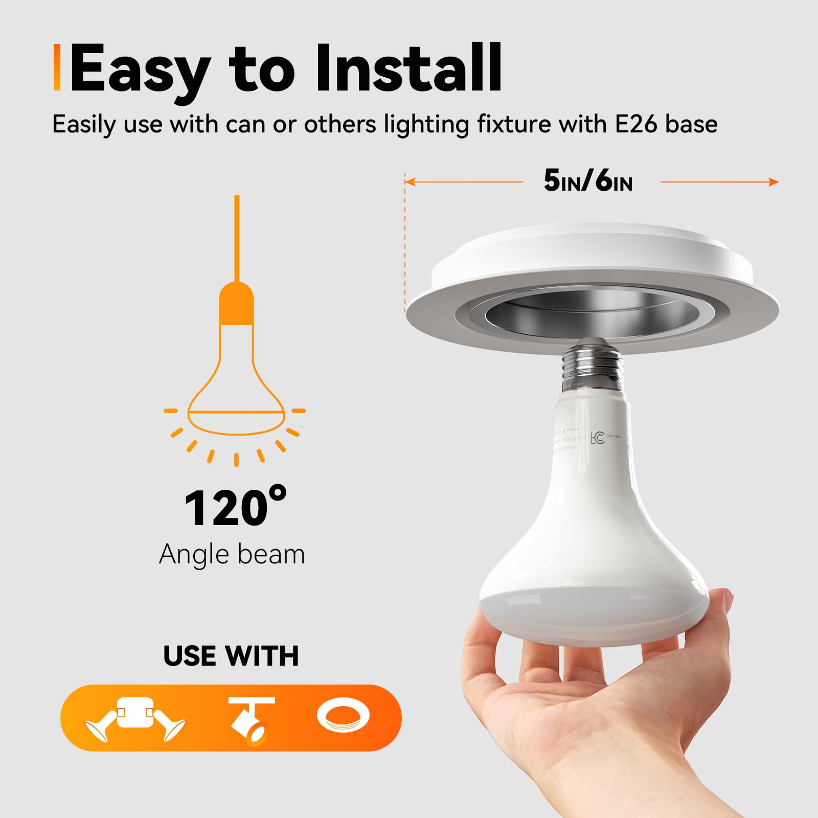 Tjoy 12 Pack Br30 Led Bulb 65W Equivalent, Dimmable Led Flood Light Indoor, E26 Base, 2700K Warm White, 9W, 800 Lm, Recessed Lighting Bulbs For Ceiling, Recessed Can, Living Room And Kitchen