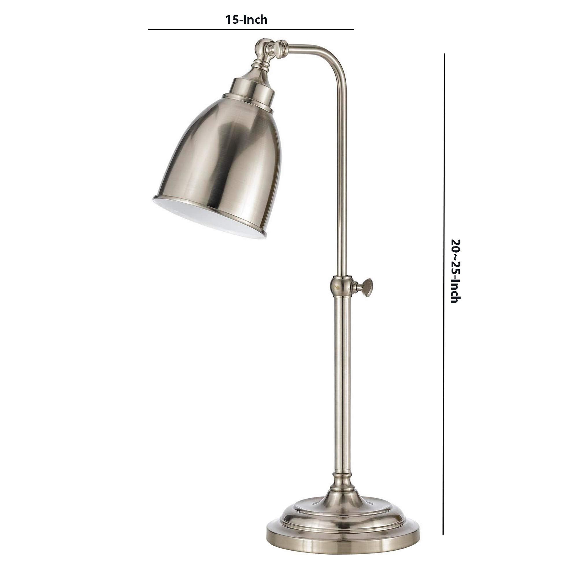 Benzara Metal Table Lamp with Adjustable Pole, 25in Height, Silver, Model BM225103