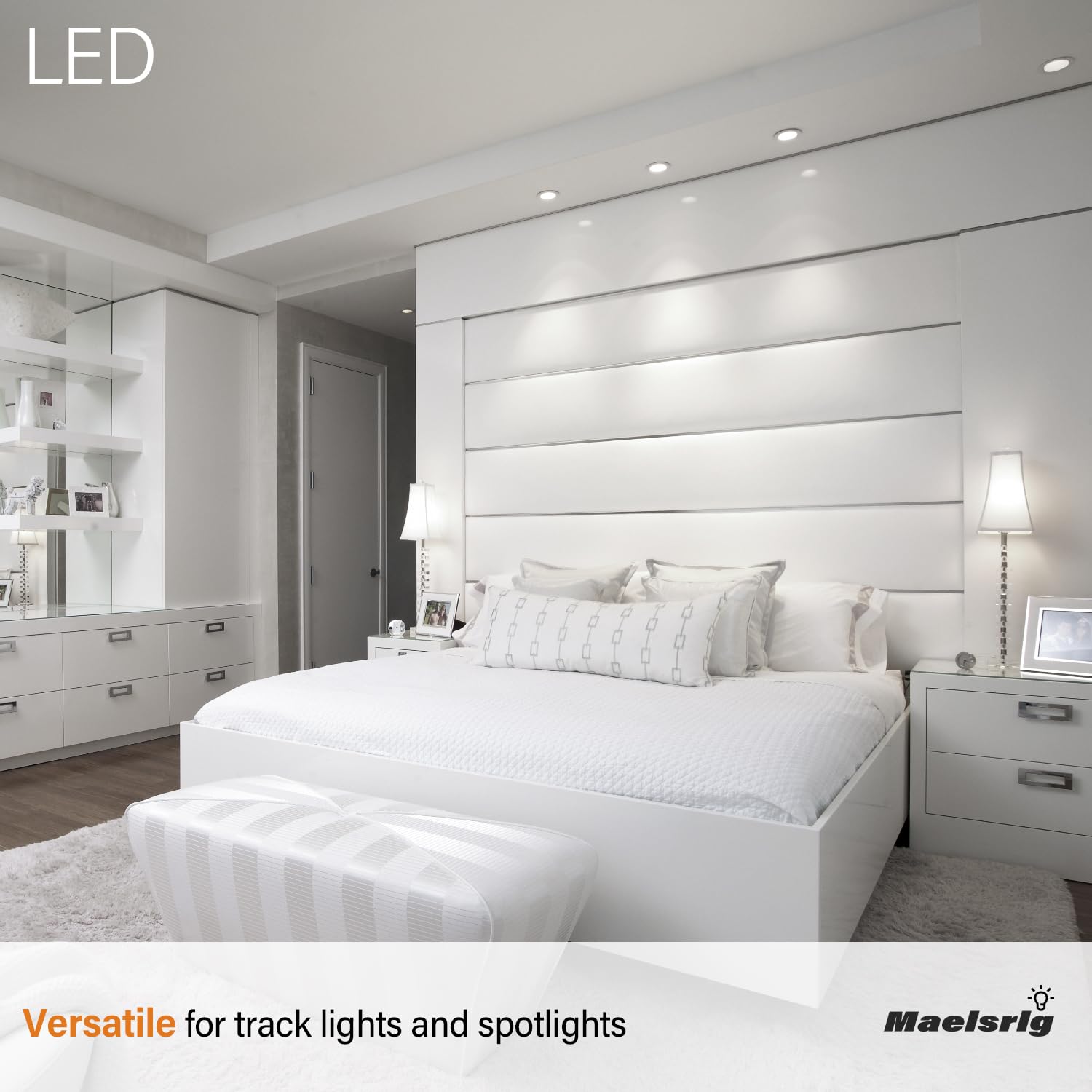Maelsrlg Par16 Led Long Neck Recessed Spotlight Bulb, 6W(60W-75W Equivalent) Dimmable, 600 Lumens, 40 Beam Angle, Track Light Bu