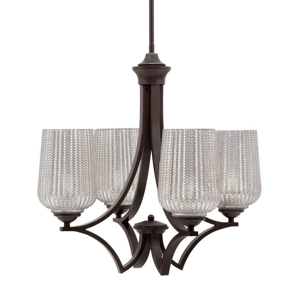 Toltec Lighting 564-Dg-4253 Zilo - 4 Light Uplight Chandelier-19.75 Inches Tall And 20.25 Inches Wide, Finish Color: Dark Granite, Glass Color: Silver Textured